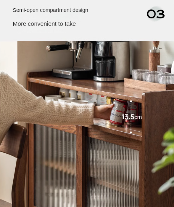 Solid Oak Wood Modern Multifunctional Sideboard - Stylish Storage Cabinet for Living Room, Dining Room & Entryway