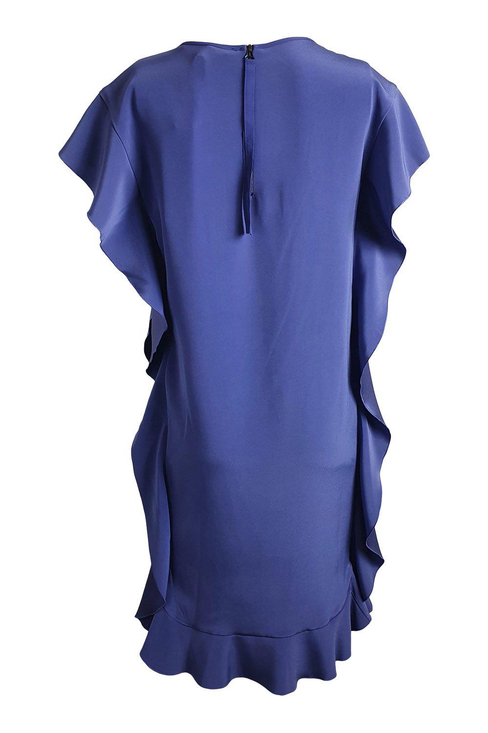 LUISA CERANO Women's Purple Ruffle Side Sleeveless Knee Length Dress (Size DE 34 | UK 8) - Perfect for Cocktail Parties, Weddings & Summer Events