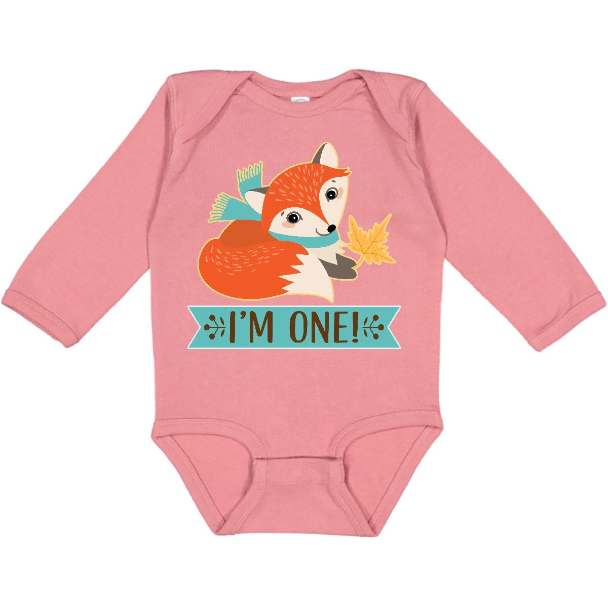Inktastic 1st Birthday Woodland Fox Long Sleeve Baby Bodysuit - Adorable 1 Year Old Outfit for Birthday Photos, Party & Special Occasions