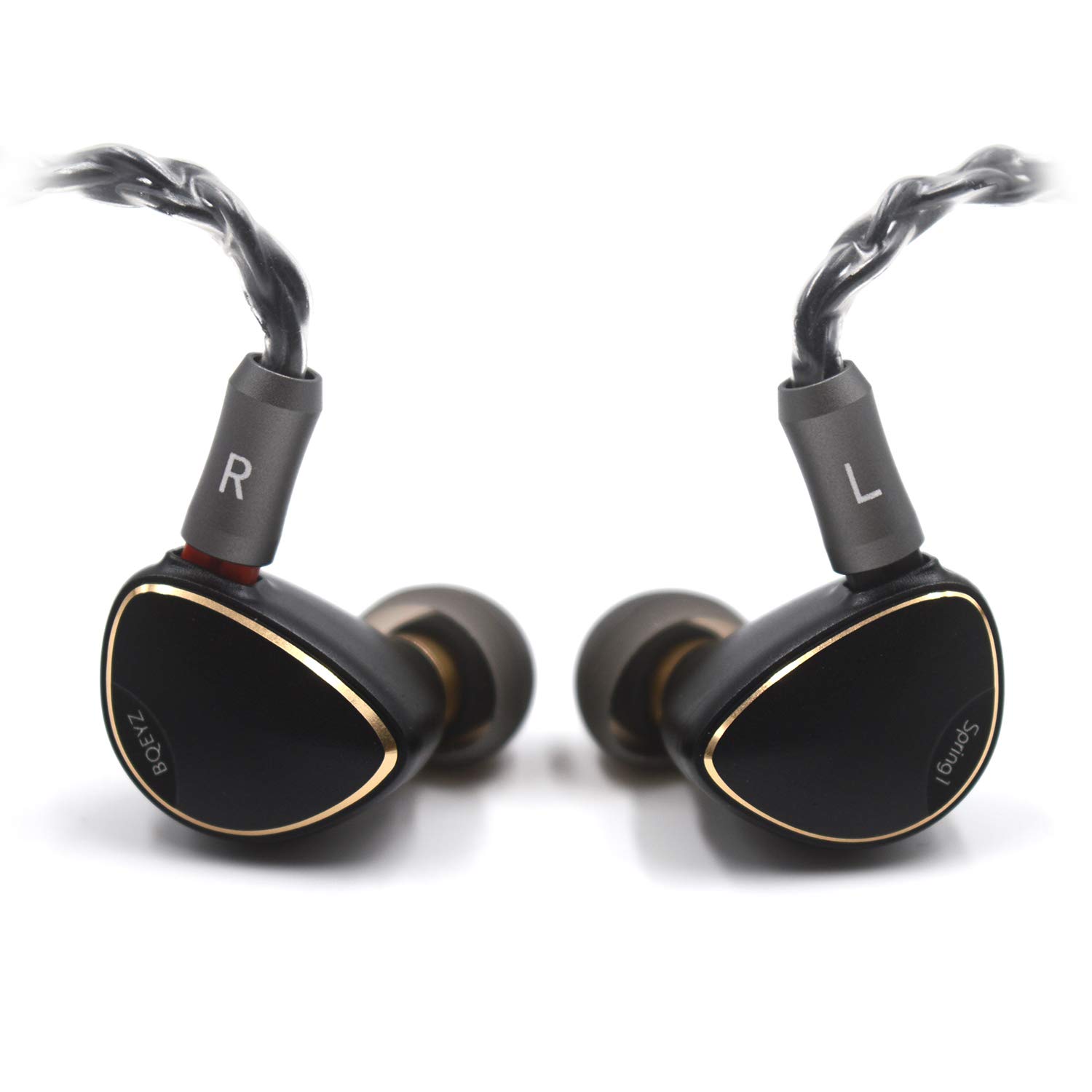 BQEYZ Spring1 Flagship HiFi In-Ear Monitor Earphones with Piezoelectric & Dynamic Drivers, Detachable Cable for Smartphones, PC, Tablet - Perfect for Audiophiles, Music Producers & Gaming (Black)