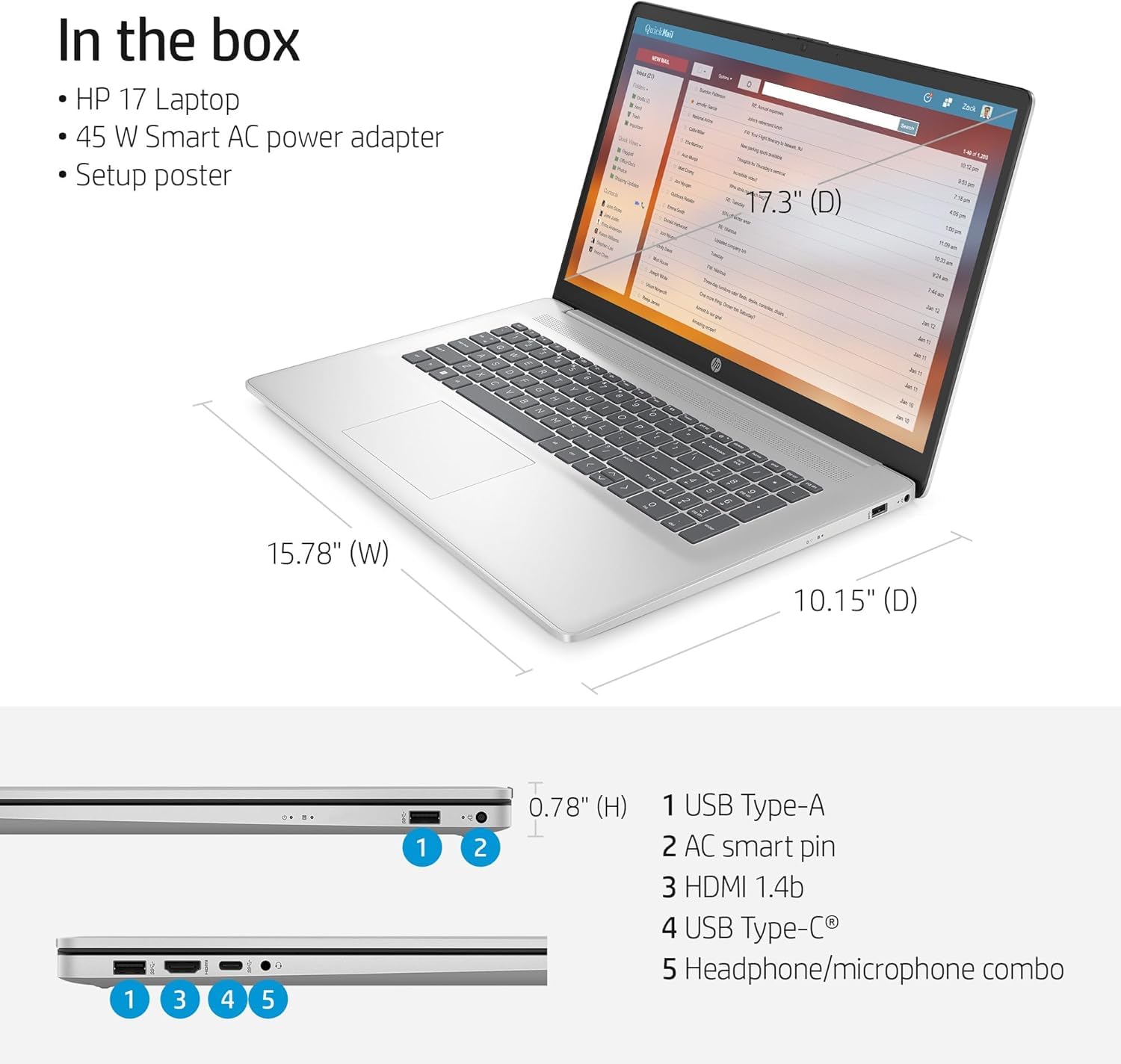 HP 17 Business Laptop with Windows 11 Pro - 17.3
