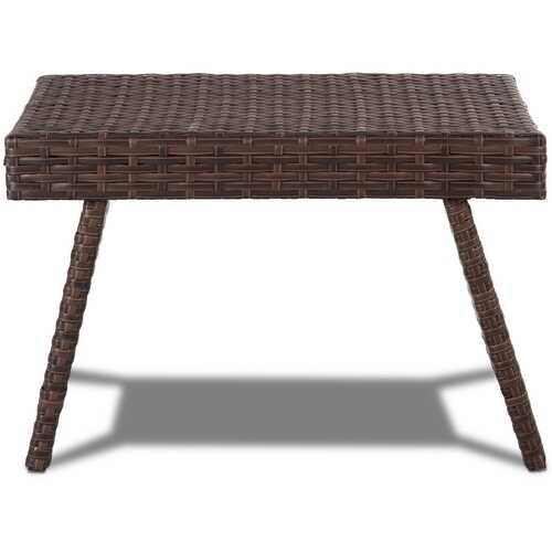 Foldable PE Rattan Side Coffee Table - Outdoor Patio Garden Furniture for Balcony, Poolside & Backyard Relaxation