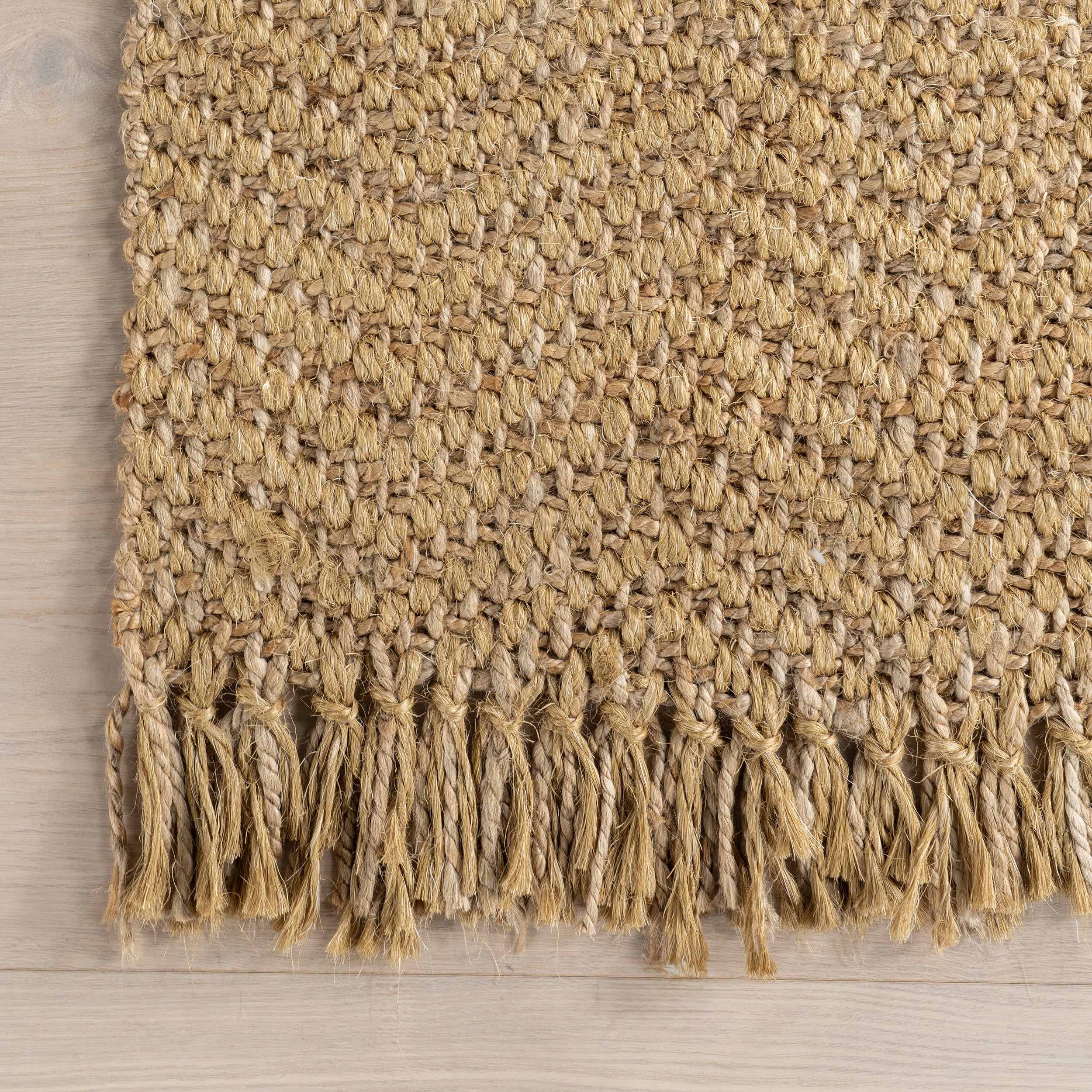 Alberta Tasseled Jute Blend Rug - Natural Fiber Bohemian Style Area Rug for Living Room, Bedroom & Home Decor