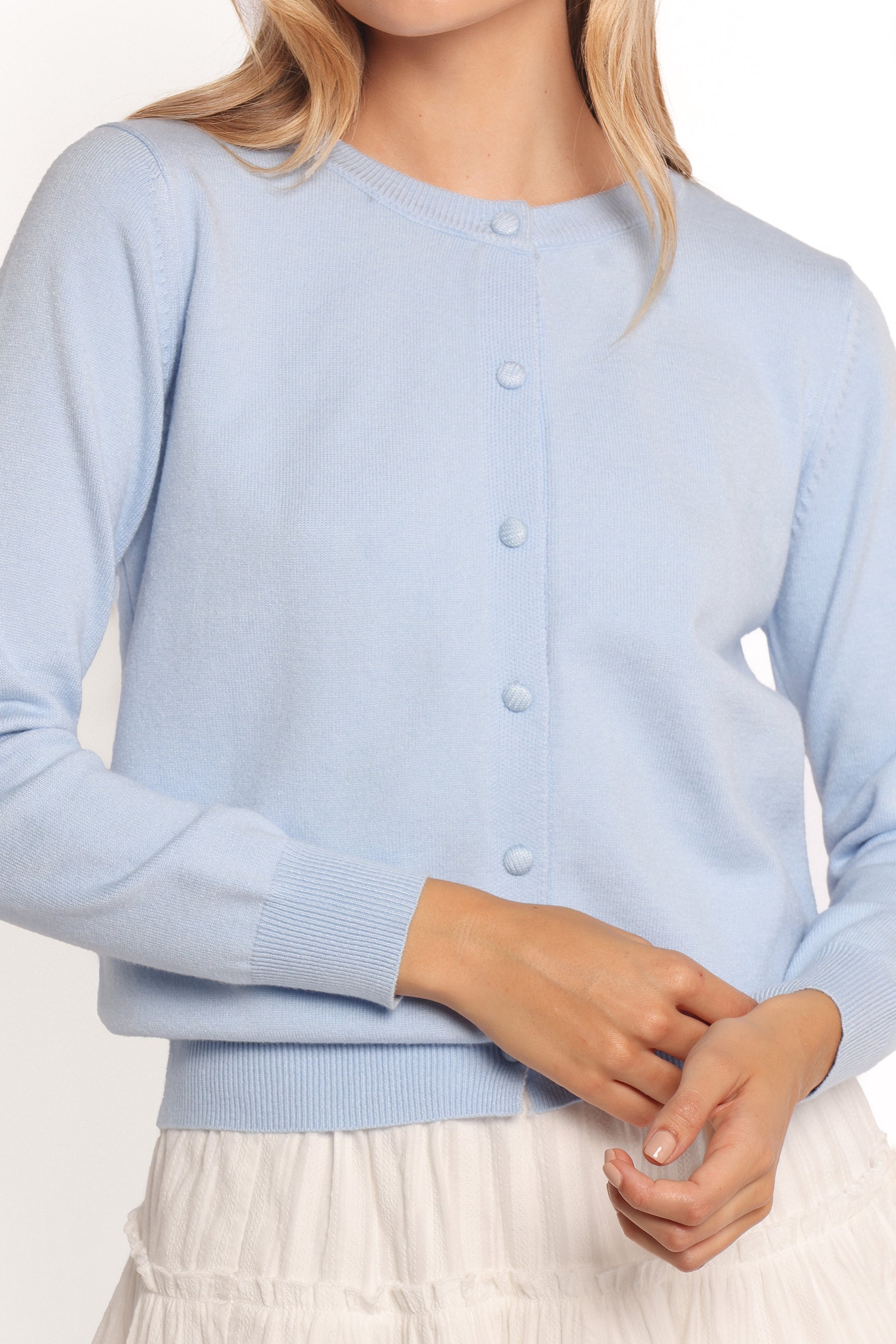 Bliss Cardigan Women's Pale Blue Lightweight Knit Sweater - Perfect for Casual Outfits, Office Wear & Cozy Evenings