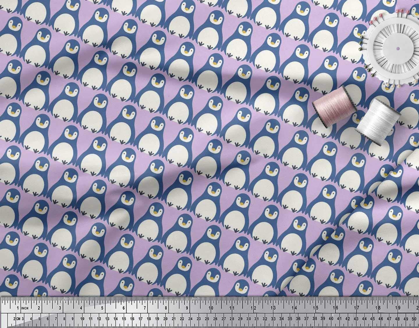 Soimoi Moss Georgette Brown Fabric by The Yard - 42 Inch Wide Penguin Ocean Print Fabric with Adorable Penguins for DIY Sewing, Dressmaking & Home Decor Projects