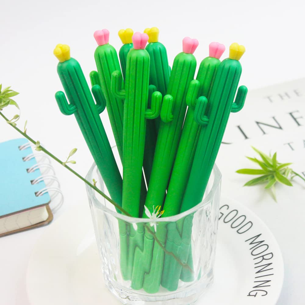 Abgream 30-Pack Cactus Shaped Ballpoint Pens - 0.5mm Black Gel Ink Pens for School, Office & Home Use - Fun Writing Supplies for Students, Journaling & Gift Giving