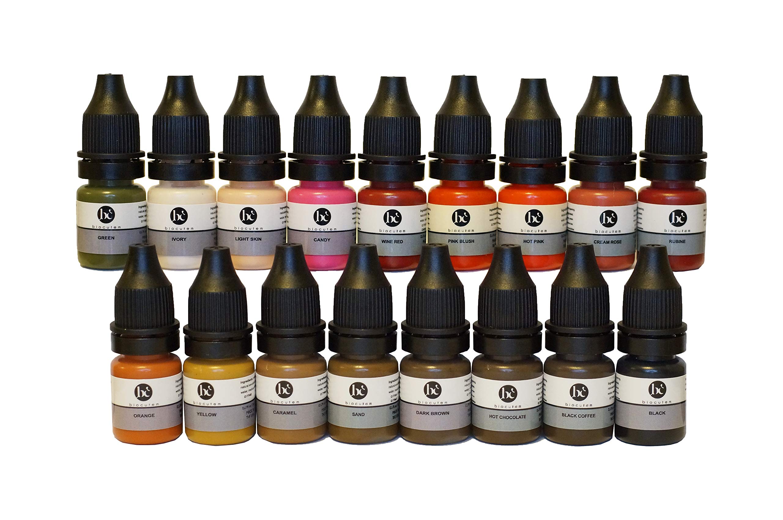 Professional Medical-Grade Permanent Makeup Pigment Kit - 17 Bottles (5ml Each) for Lips, Eyebrows, Camouflage, Correction & Eyeliner Tattoos | Biocompatible Ink Works with All Permanent Makeup Machines | Ideal for Tattoo Artists, Beauty Salons & Cosmetic Clinics