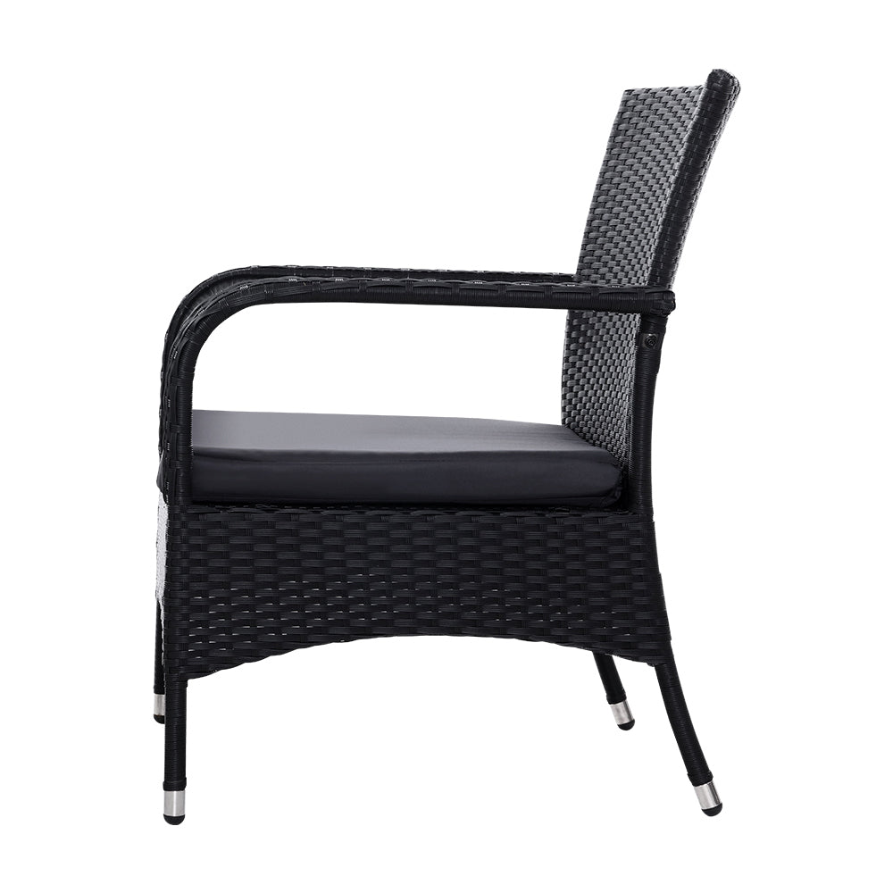 3-Piece Outdoor Bistro Set - Patio Furniture Wicker Chairs & Table (Luca) - Perfect for Garden, Balcony, and Backyard Relaxation