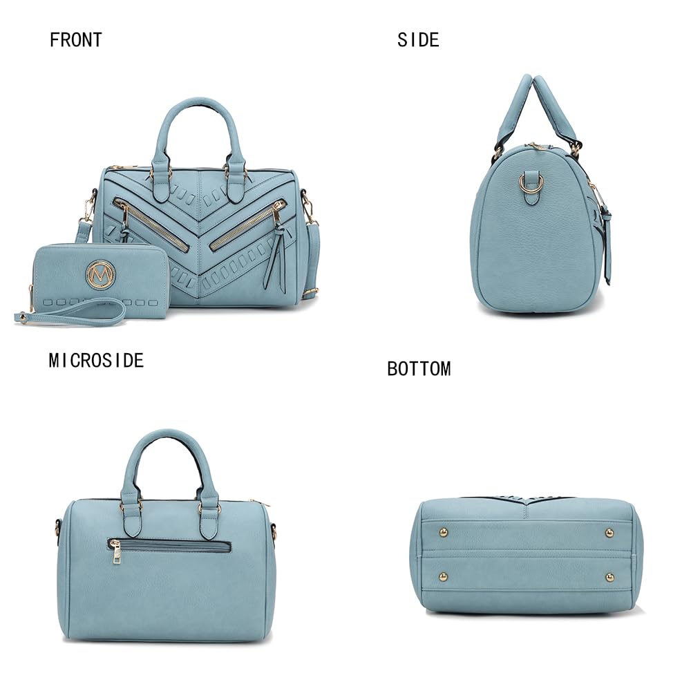 MKF Collection Women's Vegan Leather Satchel Bag with Wallet - Top Handle Shoulder Handbag & Crossbody Purse for Work, Travel & Everyday Use
