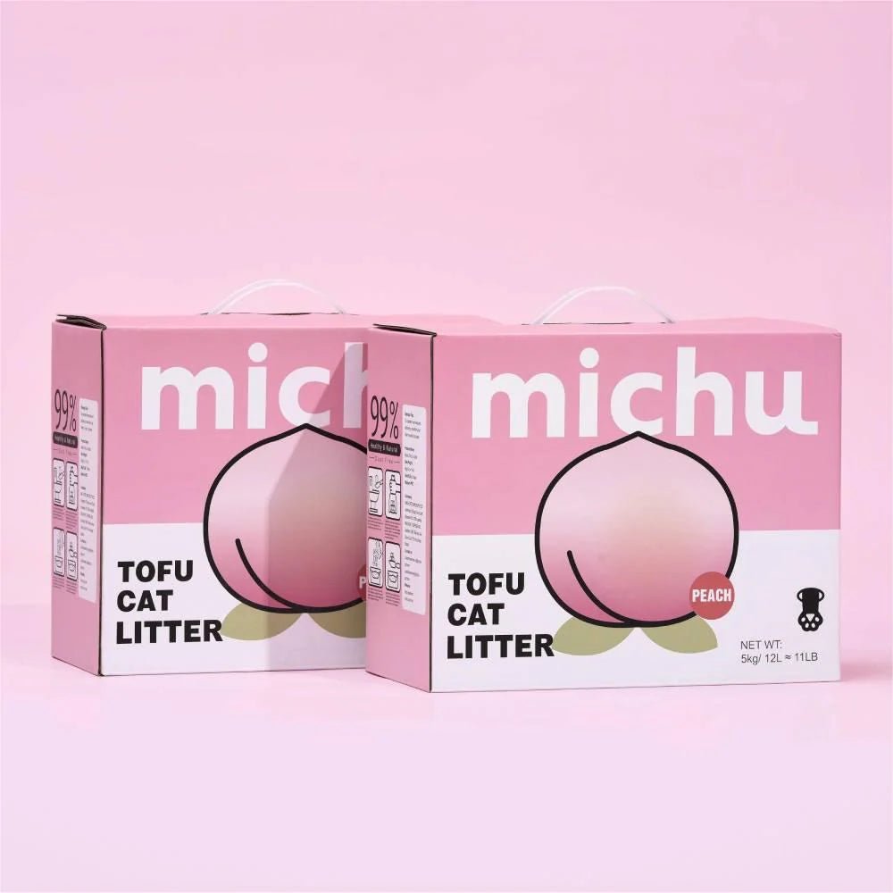 Natural Clumping Tofu Cat Litter Gen3 - Eco-Friendly, Low Dust, Peach Scented (5kg Value Box) | Ideal for Multi-Cat Homes & Odor Control in Small Spaces