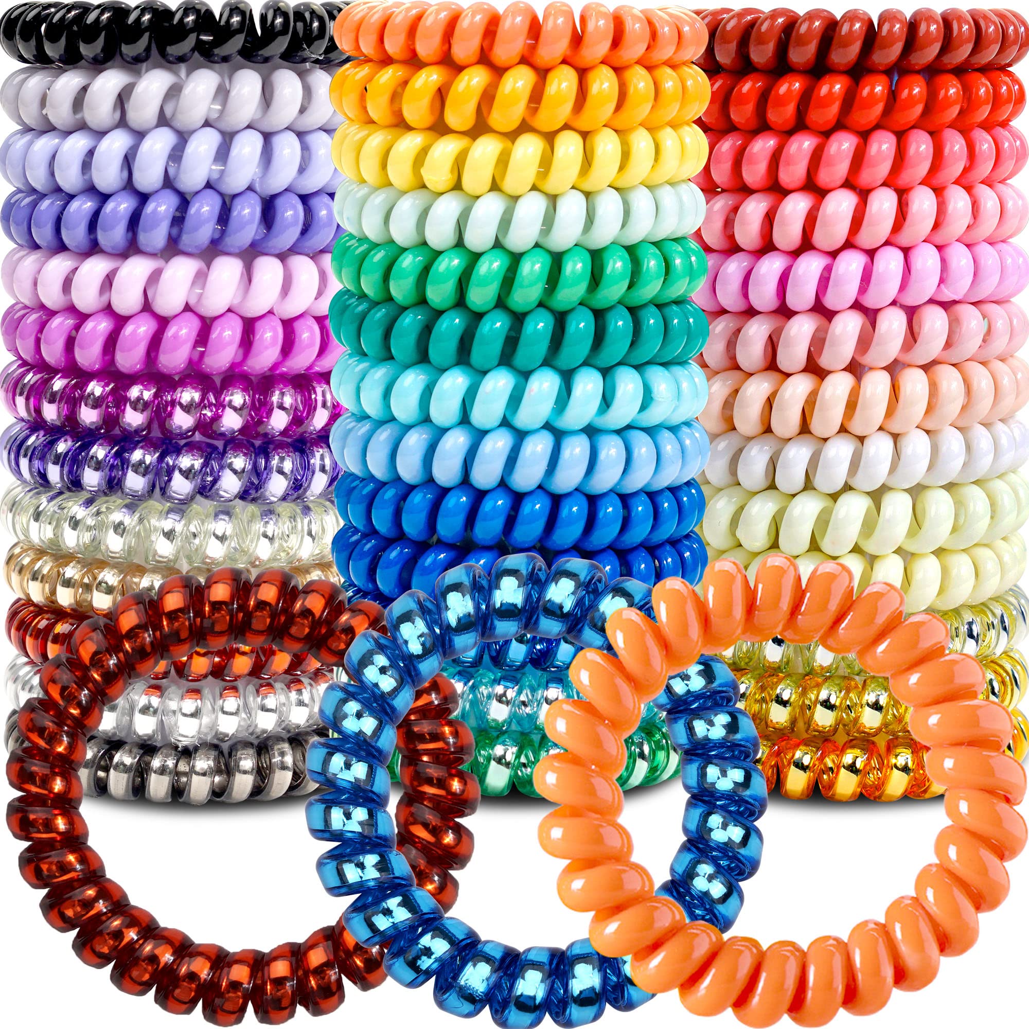 JOYOYO 40 Pack Spiral Hair Ties - No Crease, Waterproof Hair Coils for Women & Girls - Perfect for Workouts & Daily Use