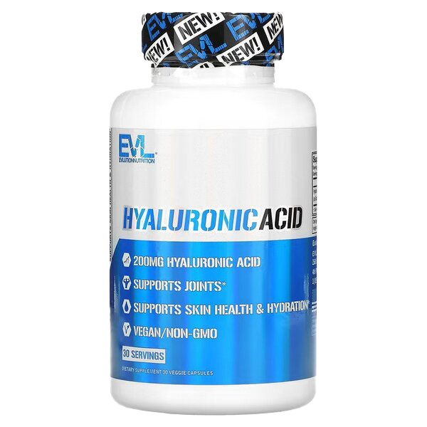 EVLution Nutrition Hyaluronic Acid Supplement - 30 Vegan Capsules for Joint & Skin Health - Supports Hydration & Collagen Production - Perfect for Active Lifestyles & Anti-Aging Routines