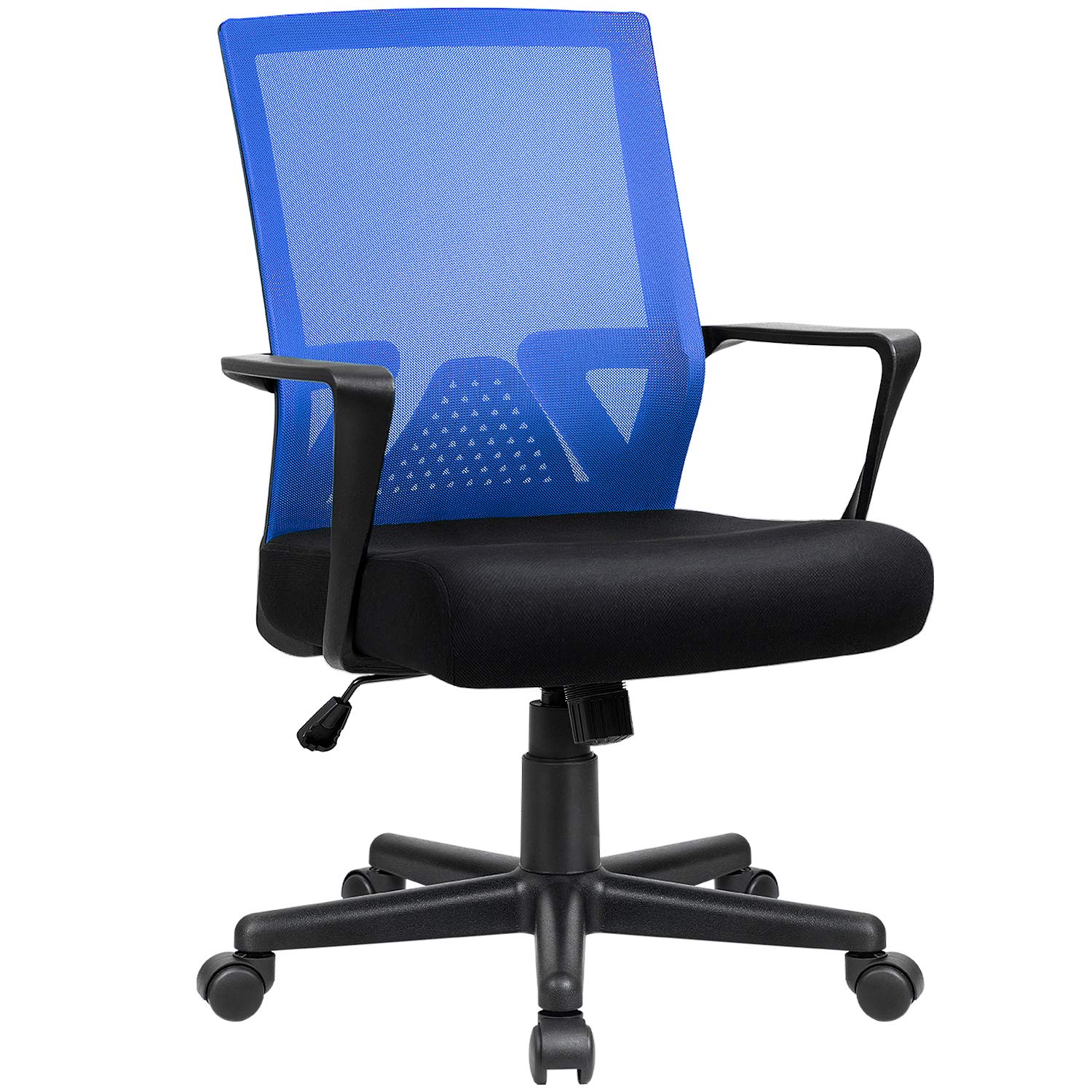 Furniwell Ergonomic Office Chair - Mid Back Mesh Computer Desk Chair with Adjustable Lumbar Support & Armrests - Modern Swivel Task Chair for Home Office (Blue) | Perfect for Long Work Hours & Remote Work