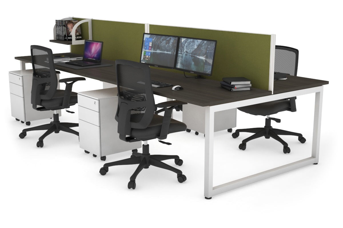 Quadro Loop Legs 4 Person Office Workstation Desk - 1800L x 700W - Modern Collaborative Workspace Solution for Team Projects & Office Meetings
