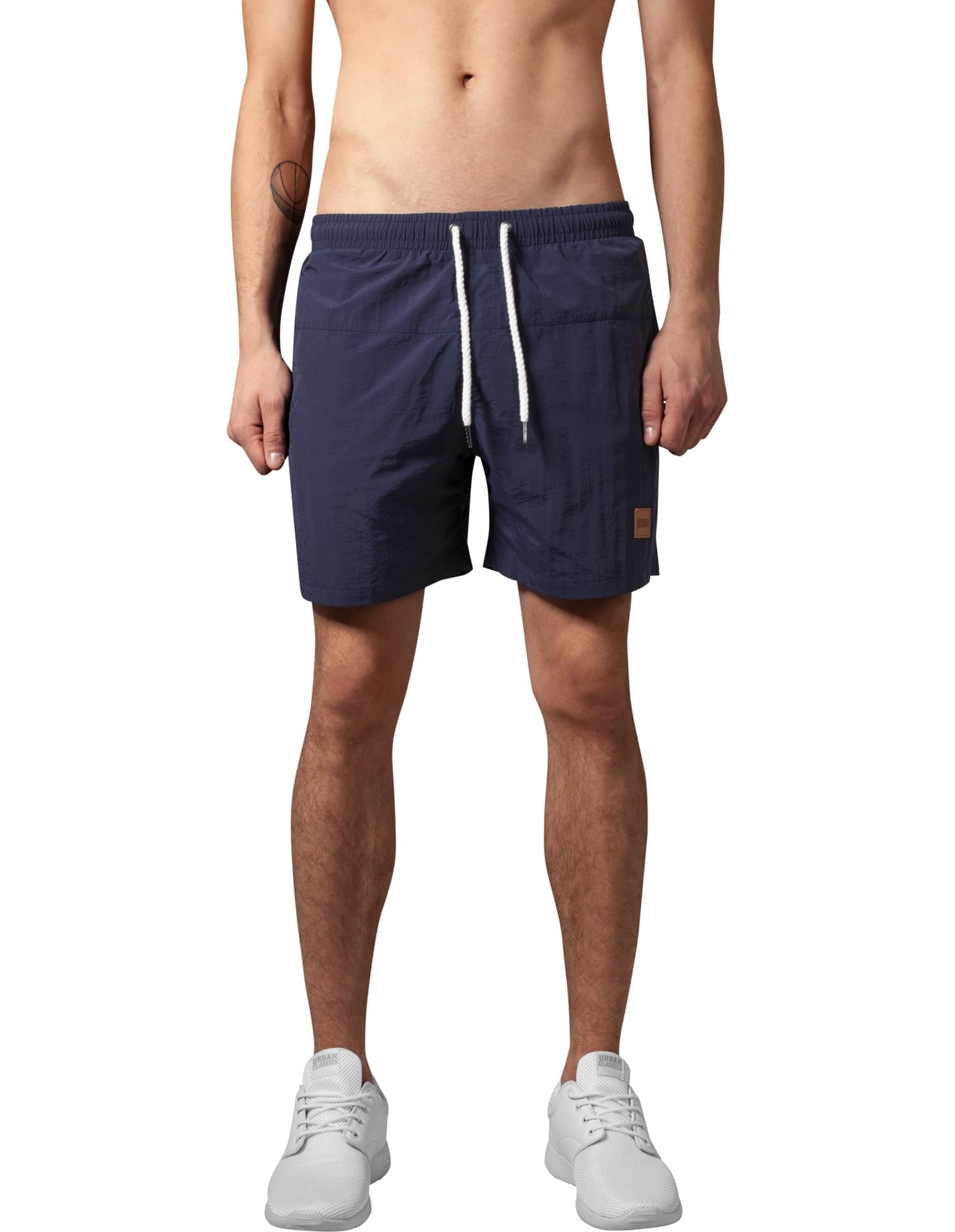 Men's Quick-Dry Swim Trunks - Navy Blue Block Print - XXL - Comfortable & Stylish for Beach, Pool & Water Sports