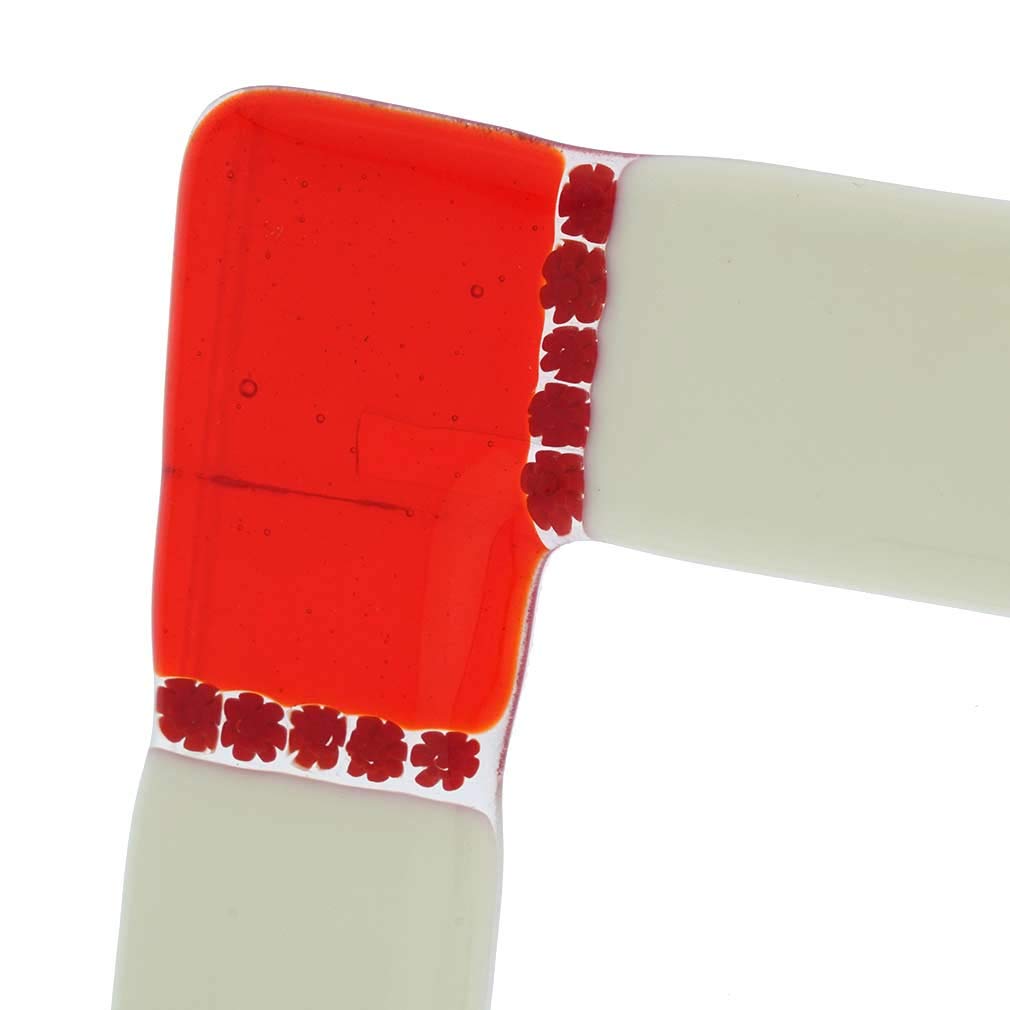 GlassOfVenice Authentic Murano Glass Photo Frame - Ducale Red & White Design - 4x6 Inch Picture Frame - Perfect for Wedding Photos, Home Decor & Italian Gift Ideas