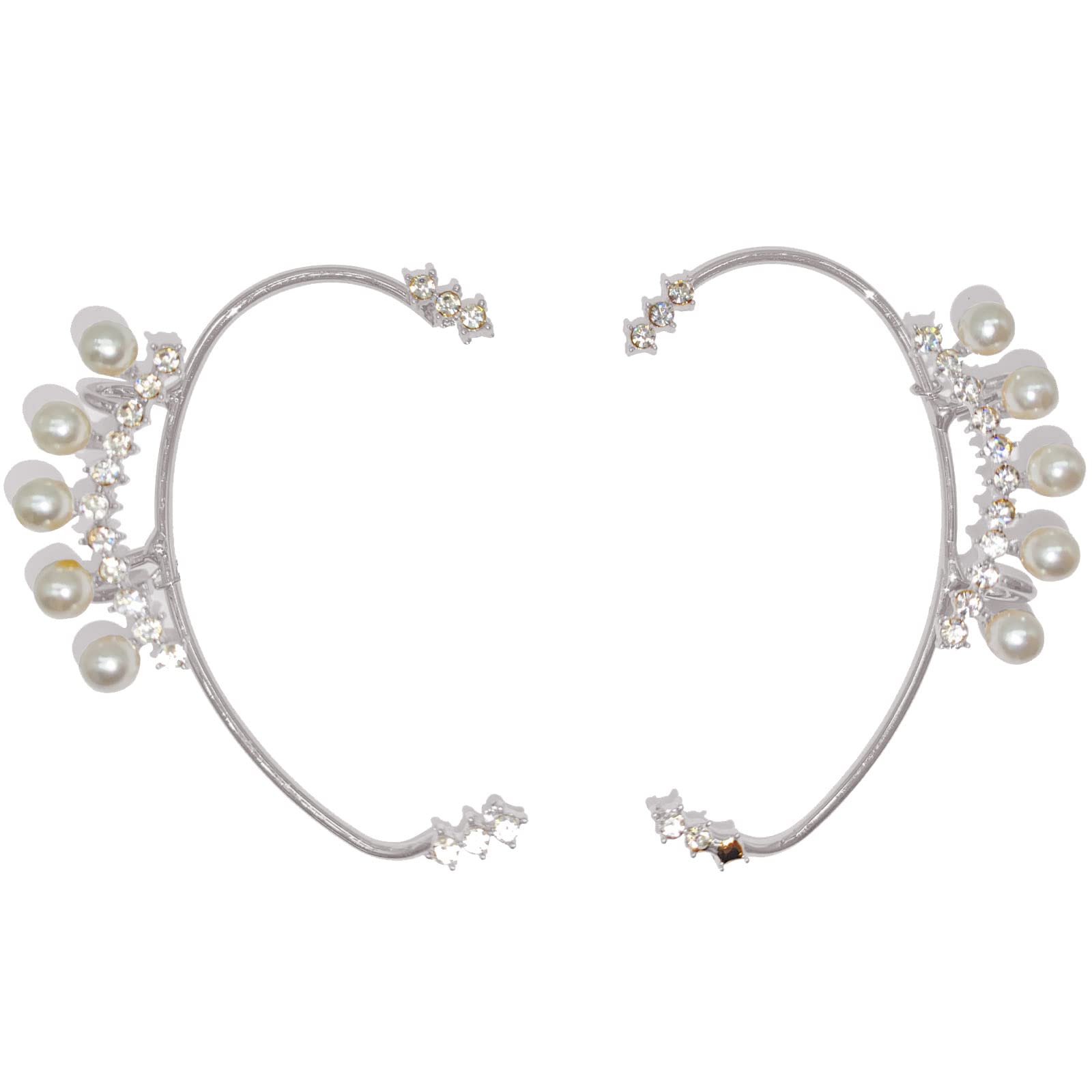 Zircon Pearl Earrings for Women - Elegant Pearl Ear Wrap & No Piercing Clip On Earrings - Perfect Gift for Women and Girls - Ideal for Weddings, Parties & Everyday Wear
