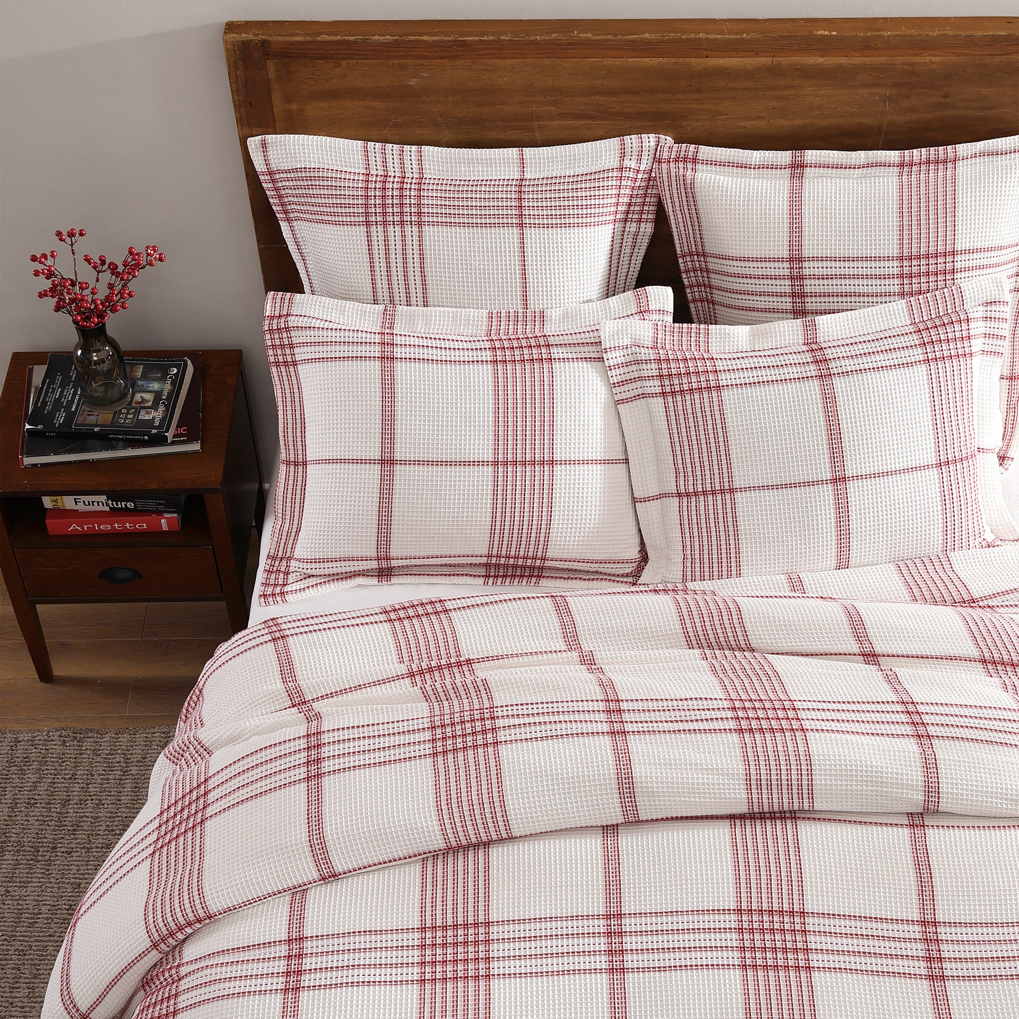 Peppermint Plaid Euro Sham Pillowcase Set of 2 - Soft Decorative Bedding for Christmas & Winter Home Decor