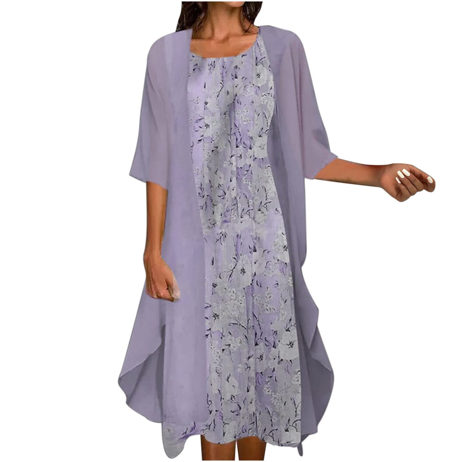 Plus Size Floral Midi Dress & Chiffon Cardigan Set for Women - Elegant Two-Piece Outfit for Wedding Guest, Summer Party & Special Occasions
