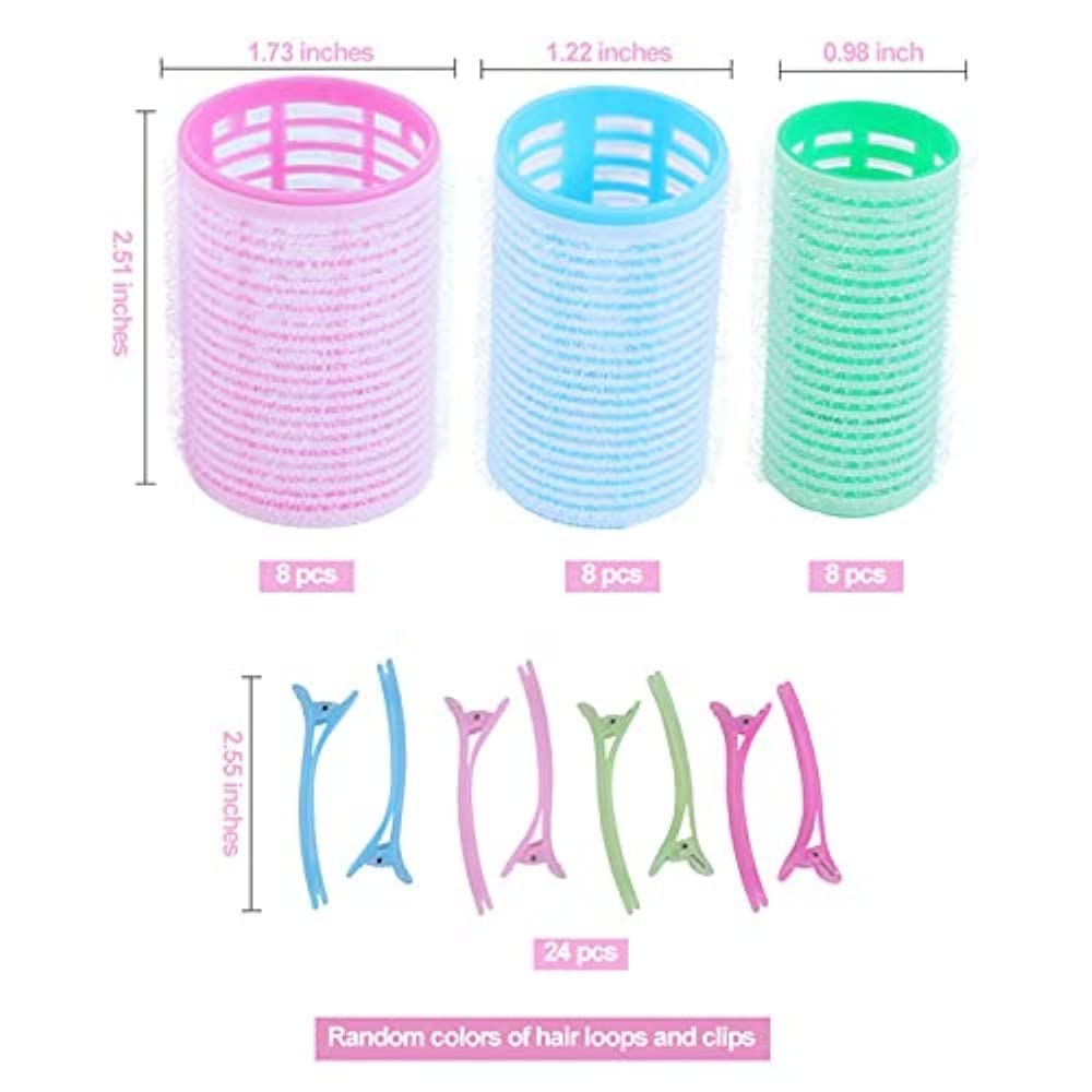 48pcs Hair Rollers for Curly Hair - 44mm/31mm/25mm Volumizing Rollers with 24pcs Duckbill Clips - Professional Hair Styling Tools for Women - Perfect for Salon, Home Use & Special Occasions