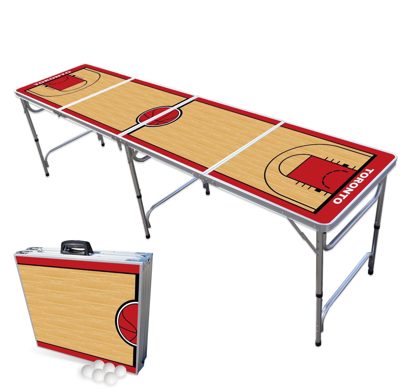 8-Foot Folding Portable Beer Pong Table with Optional Cup Holders & LED Lights - Outdoor Party Game for Backyard, Tailgate, College Events (Choose Your Size)