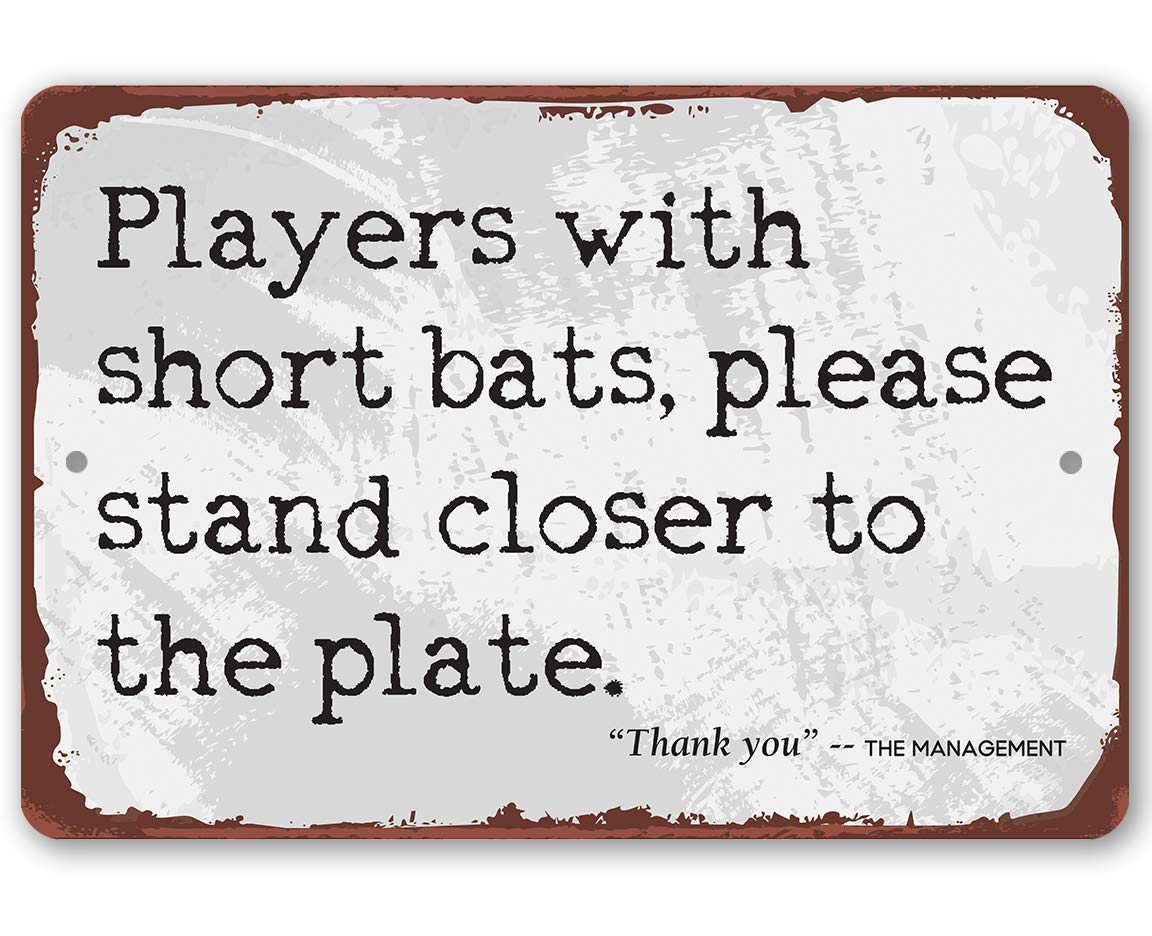 Baseball Players With Short Bats Metal Wall Art Sign - Indoor/Outdoor Home Decor for Bathroom, Man Cave, Sports Room - Perfect Baseball Gifts for Fans & Sports Lovers