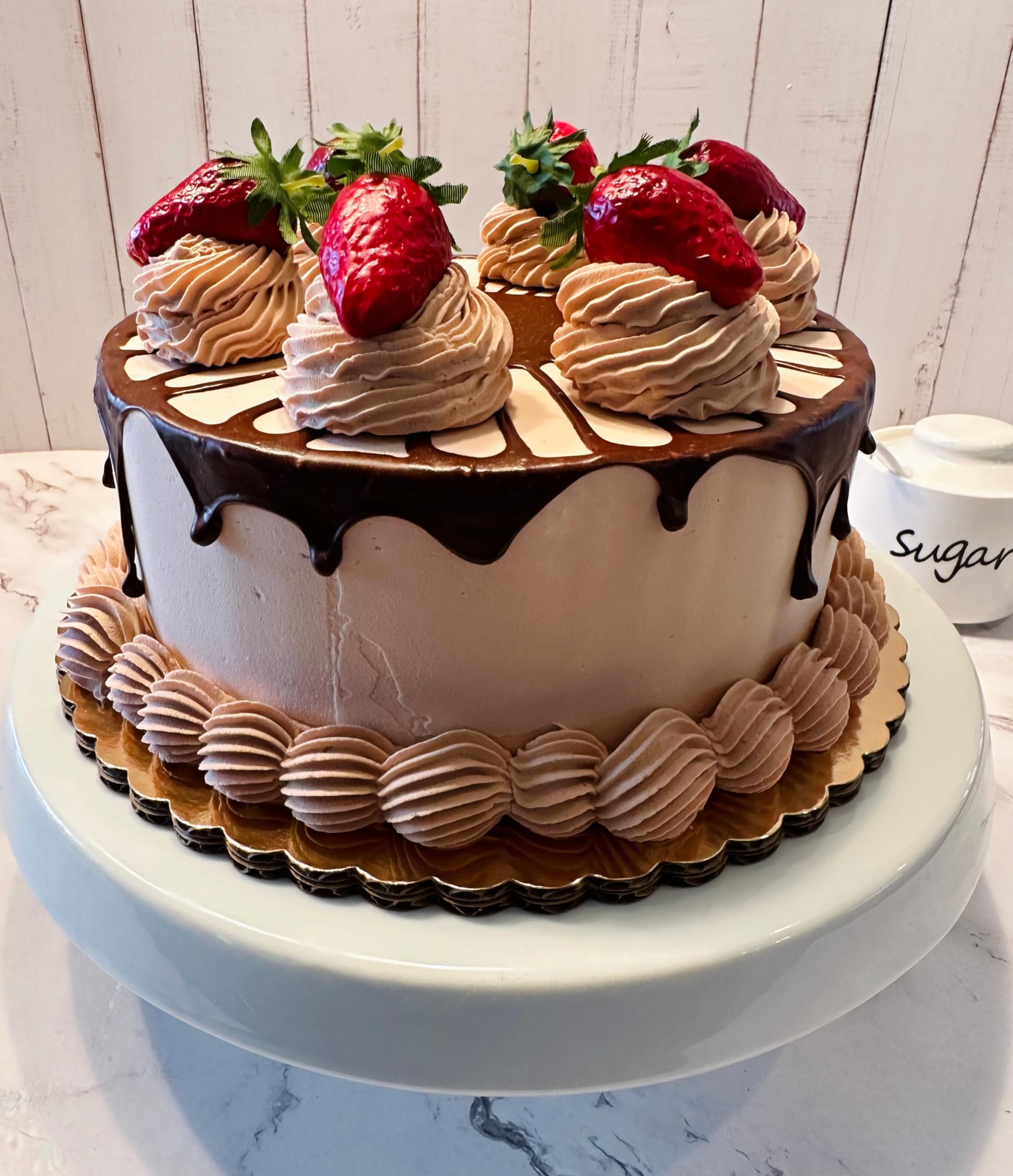 Dezicakes Handmade Fake Chocolate Stripe Cake - Artificial Decorative Cake for Party, Wedding, and Dessert Table Displays