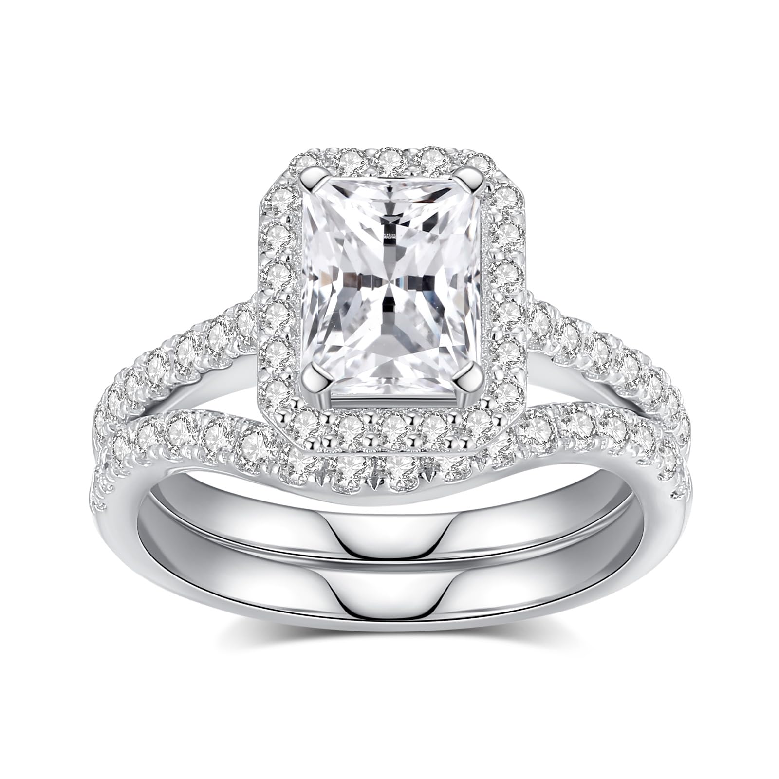 **Moissanite Wedding Ring Sets - D Color VVS1 Moissanite Engagement Rings for Women - 18K White Gold Plated 925 Sterling Silver - Perfect for Proposals, Anniversaries & Bridal Jewelry**
