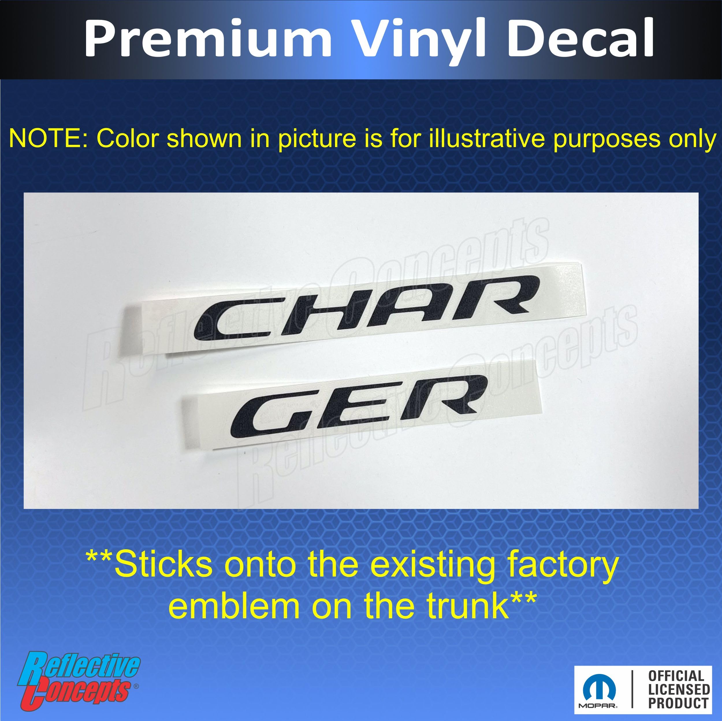 Reflective Black Charger Trunk Badge Overlay Decal Stickers for 2015-2023 Dodge Charger - High Visibility Custom Car Accessories - Perfect for Night Driving & Car Shows