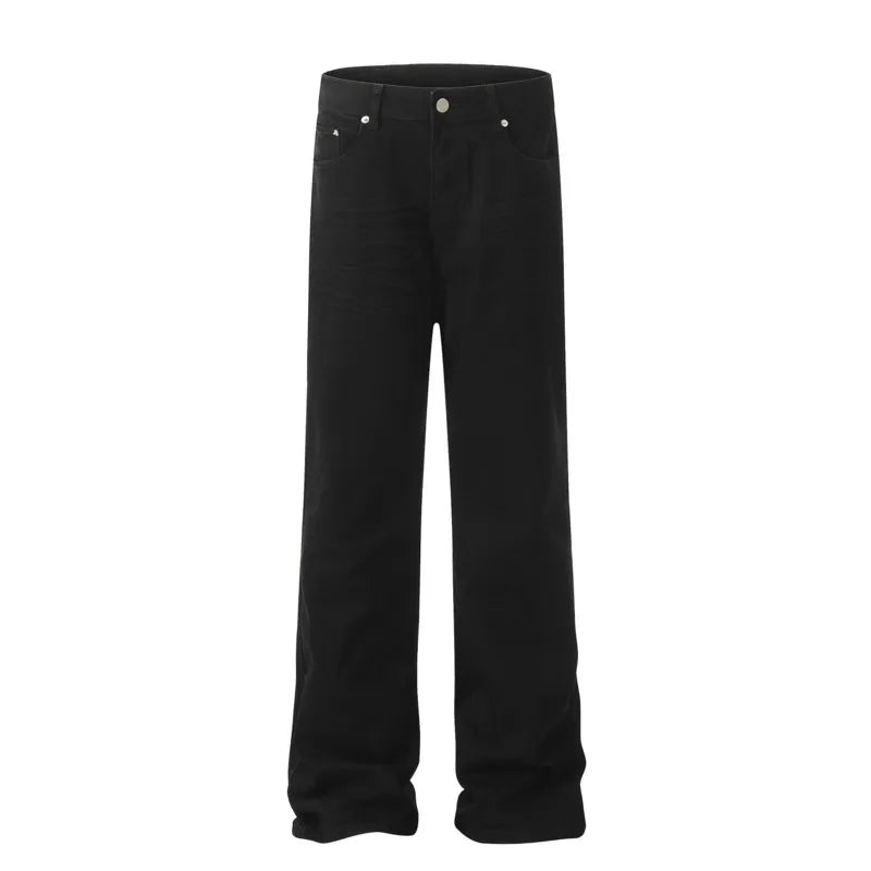 American Style Men's Slim Fit Washed Denim Jeans - Straight Leg Solid Color Casual Pants for Men | Perfect for Everyday Wear, Office & Weekend Outfits 2024