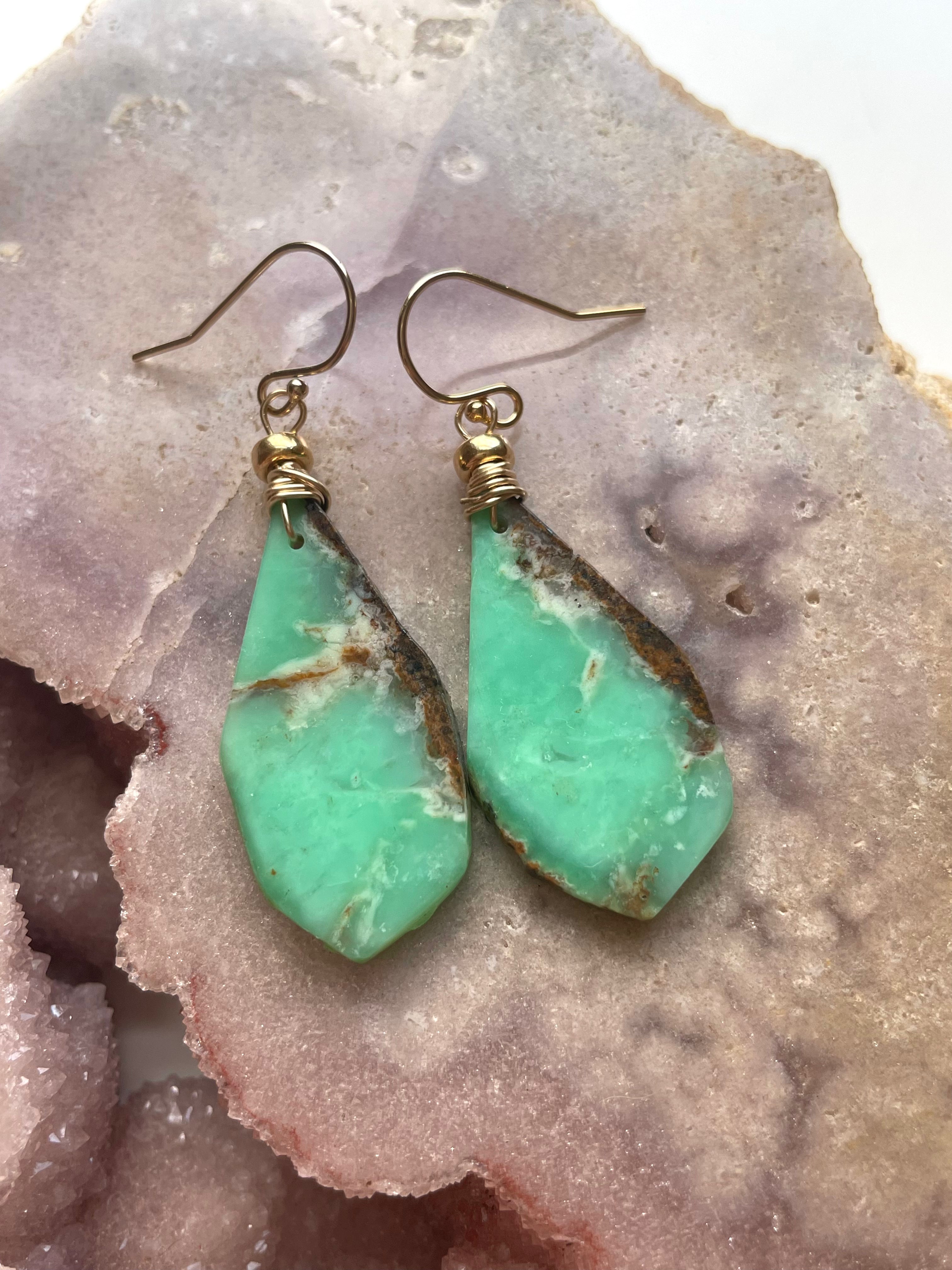 Stunning Chrysoprase Statement Earrings in 14K Gold Fill - Perfect for Weddings, Parties & Special Occasions