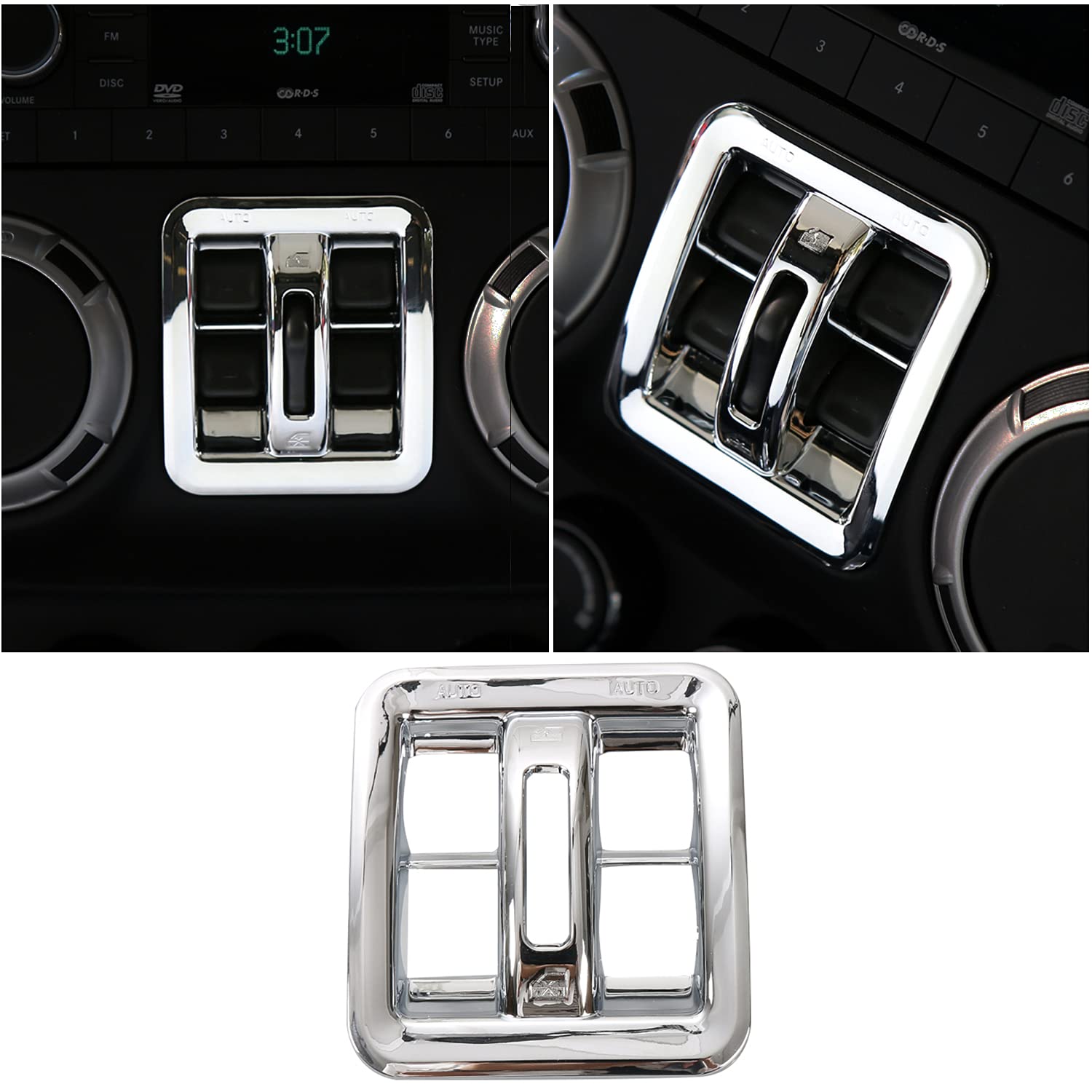 Jeep Wrangler JK JKU & Unlimited 4-Door Chrome Window Switch Button Cover Trim Frame (2011-2018) - Interior Accessories for Enhanced Protection & Style | Perfect for Off-Roading & Daily Driving