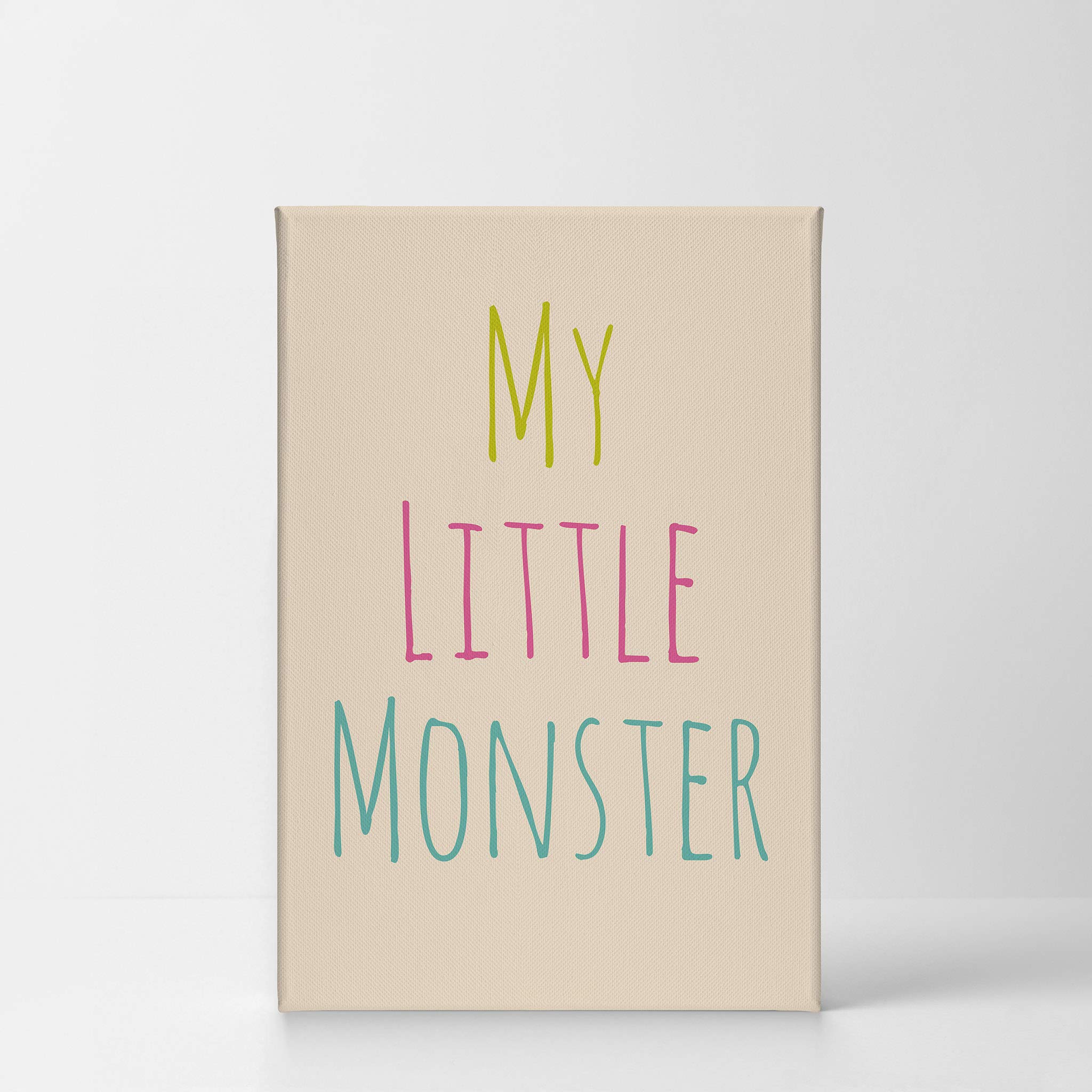 My Little Monster Lettering Cream Canvas Print - 17x11 Inch Kids Room Wall Art, Nursery Decor, Baby Room Decor | Ready to Hang, Made in USA | Perfect for Children's Bedroom, Playroom & Daycare Center