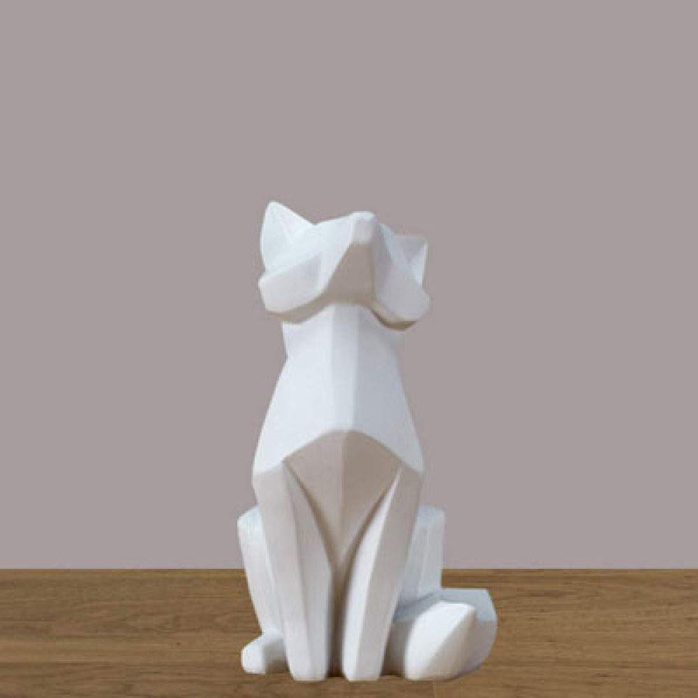 HUANSUN White Geometric Fox Sculpture - Abstract Animal Statue, Minimalist Home Decor for Living Room, Office & Bookshelf | Modern Art Ornament for Gifts