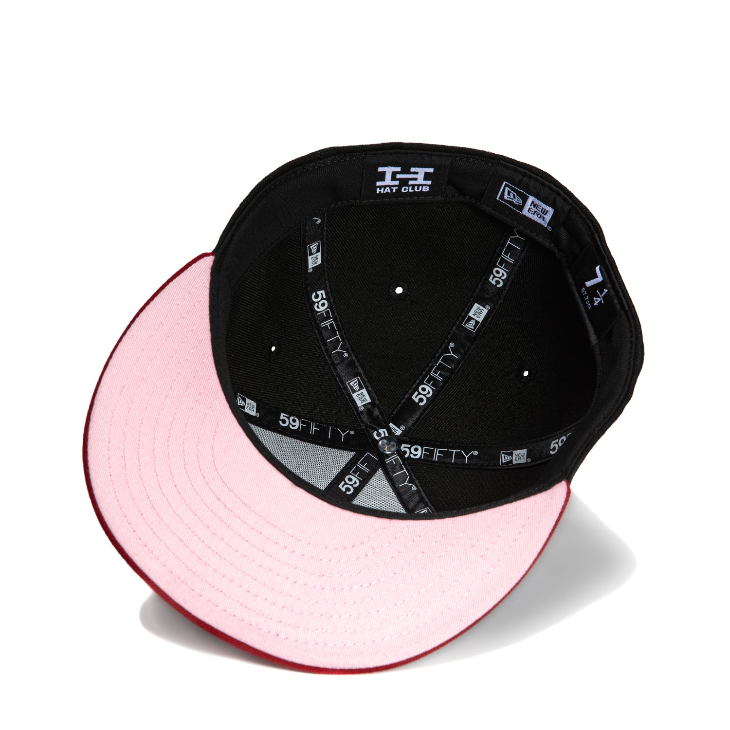 New Era 59Fifty MLB Baseball Cap with Pink Bottom Ribbon & 1992 Hat Club Patch - Black & Sedona Red - Stylish Snapback Hat for Sports Fans, Streetwear Fashion & Casual Outfits