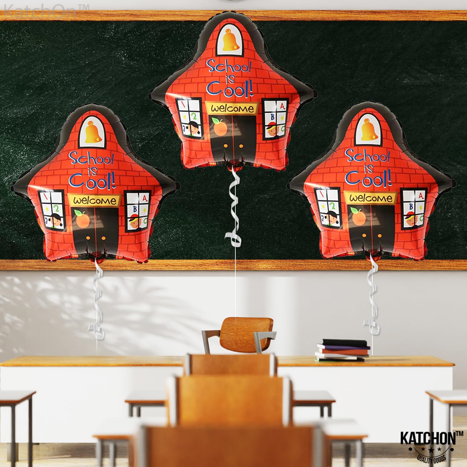 KatchOn Back to School Balloons - Pack of 3 Large Mylar Balloons for Classroom Decor, Kindergarten Welcome Party & School Celebration | Perfect for First Day of School, Teacher Appreciation & Classroom Door Decorations