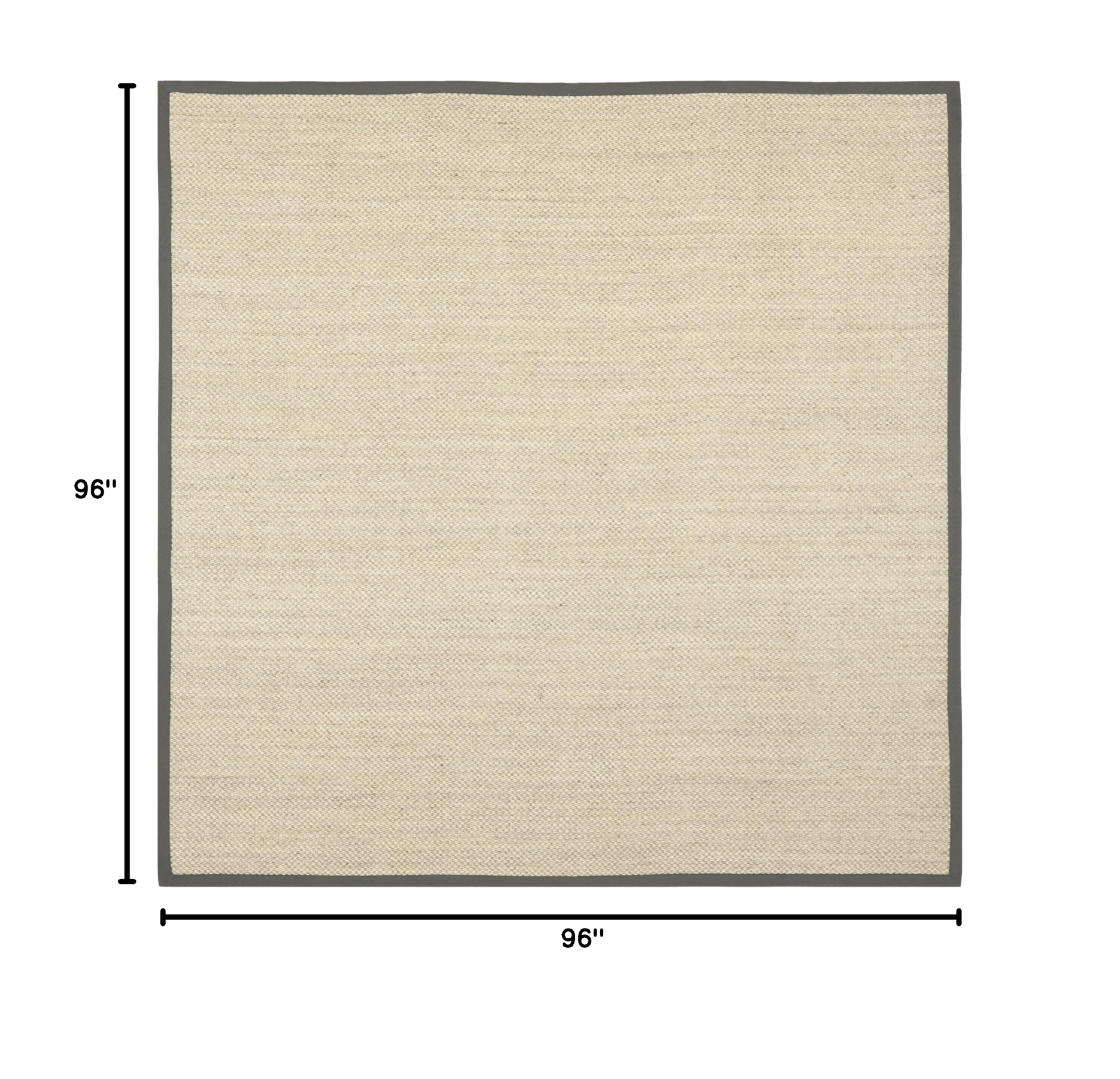 SAFAVIEH Natural Fiber Collection 8'x8' Square Marble Grey NF443B Border Sisal Area Rug - Perfect for Living Room, Bedroom & Home Decor