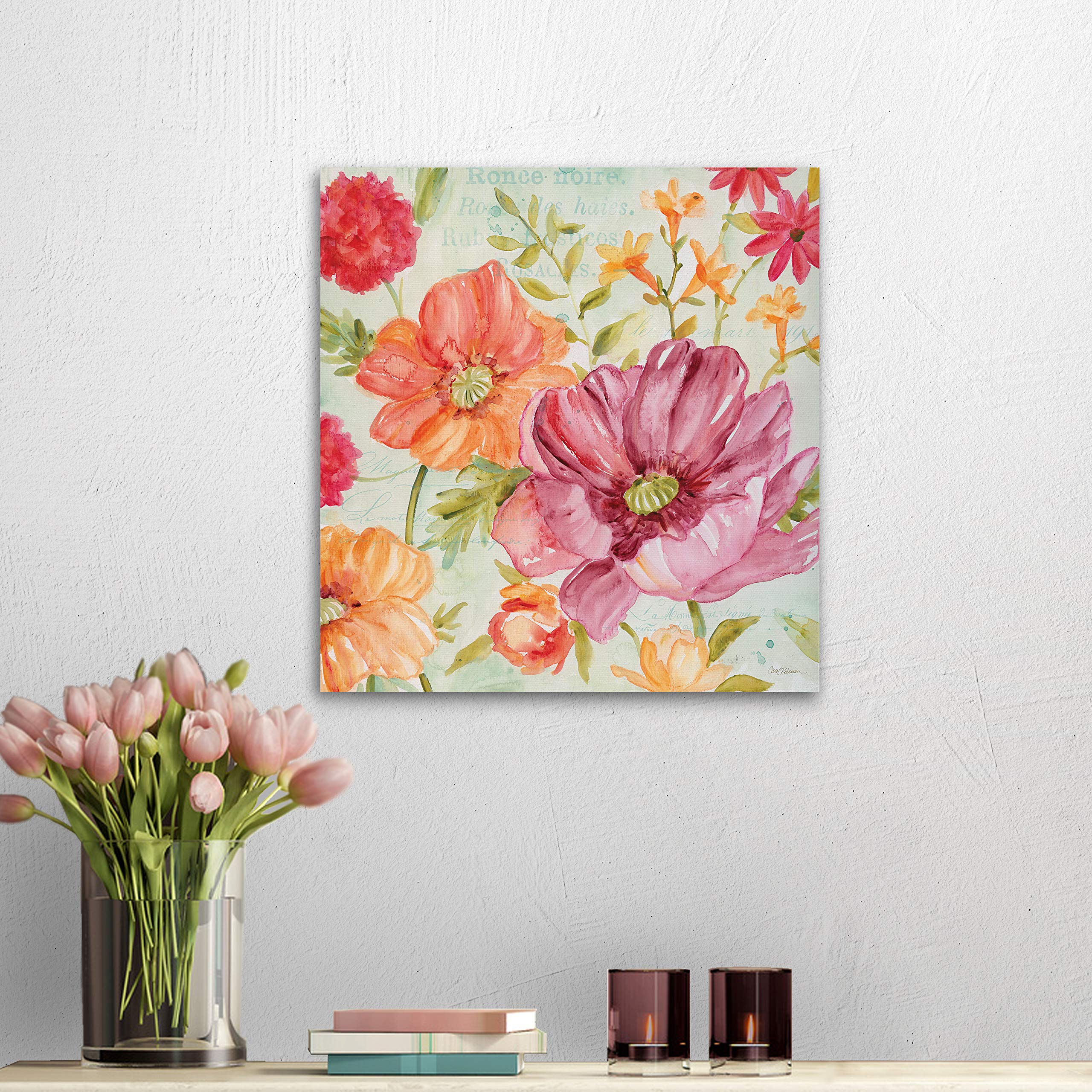 Pink & Orange Floral Canvas Wall Art - 16