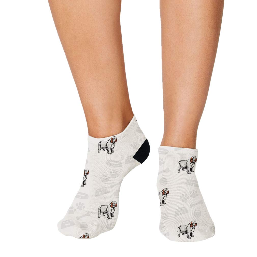 Clumber Spaniel Dog No Show Socks - Breathable Polyester Ankle Socks for Women & Men - Fun Novelty Socks One Size Fits Most - Perfect for Casual Wear, Sneakers & Gifts