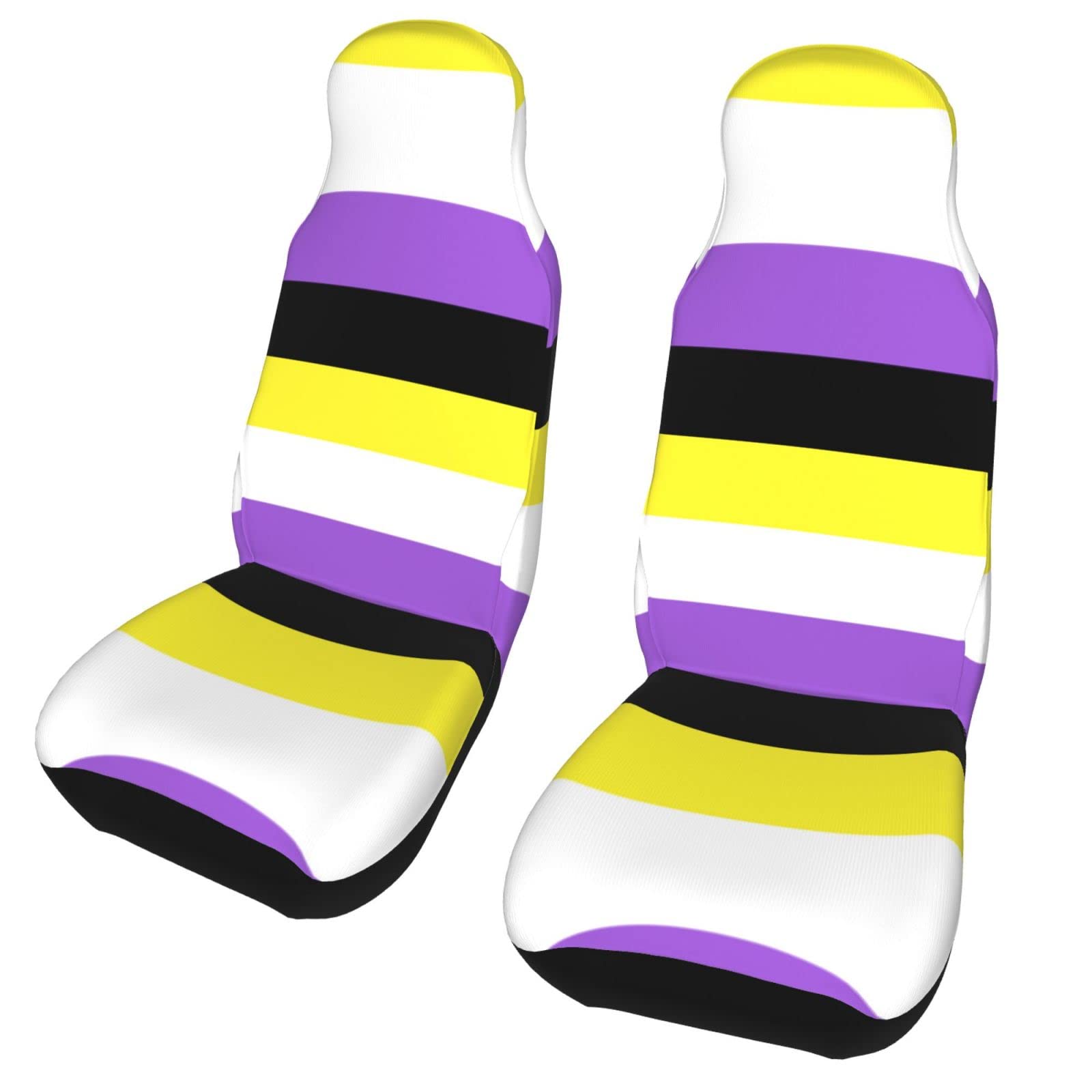 2 PCs Non-Binary Pride Flag Car Seat Covers - Universal Fit for Car, SUV, Sedan & Truck - Unisex Front Seat Protectors for LGBTQ+ Ally Support - Perfect for Daily Commute, Road Trips & Pride Events