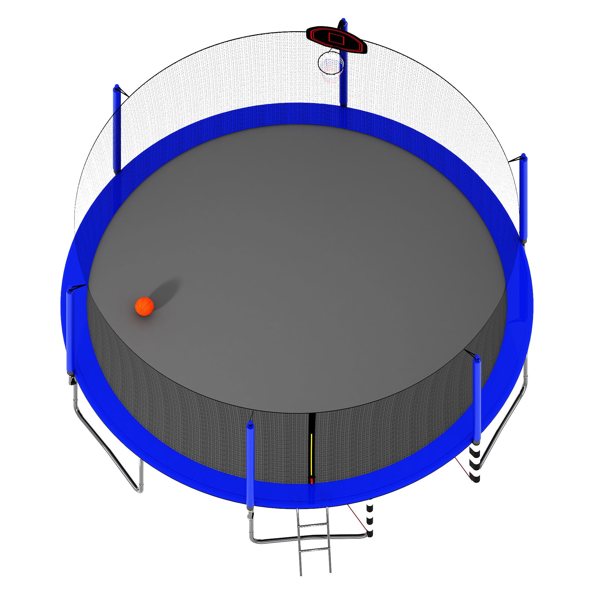 16FT Trampoline with Basketball Hoop, Pump & Ladder - Includes Inner Safety Enclosure & Soccer Goal - Blue - Perfect for Backyard Fun, Outdoor Exercise & Family Bonding