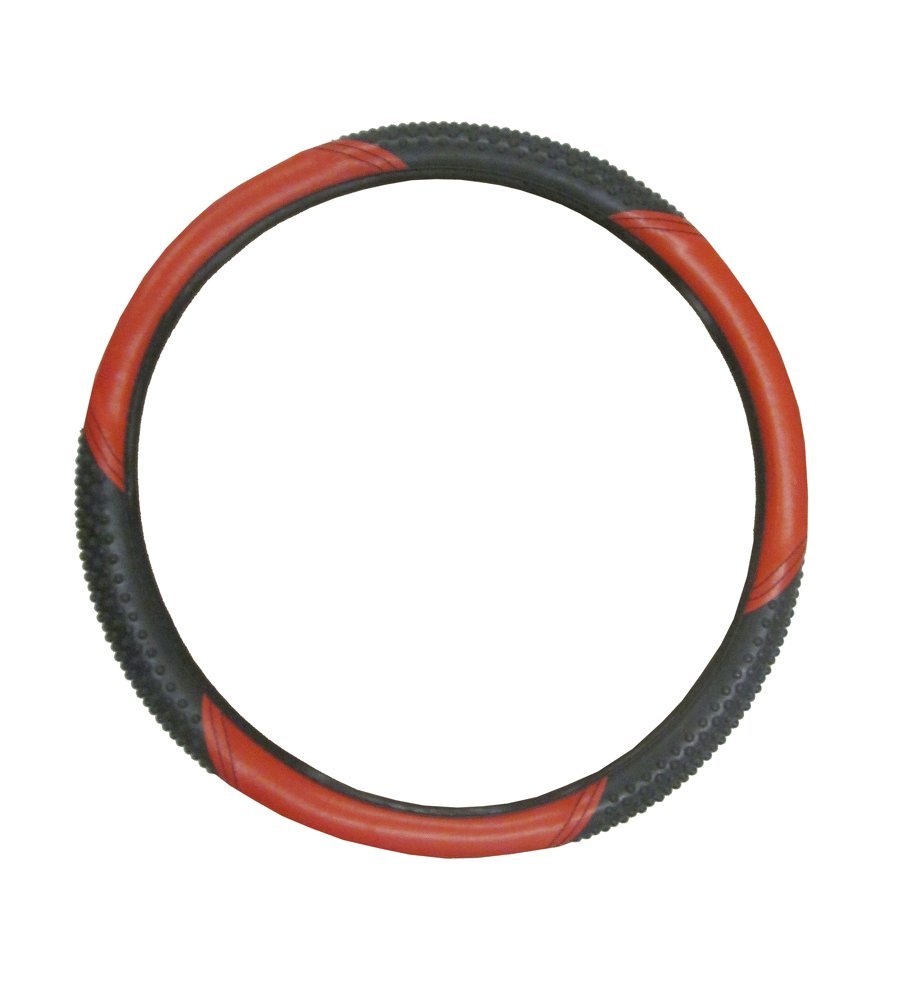 Premium Red Leather Steering Wheel Cover - Non-Slip Grip, Universal Fit for Cars & Trucks - Perfect for Hot Summers, Cold Winters & Long Road Trips