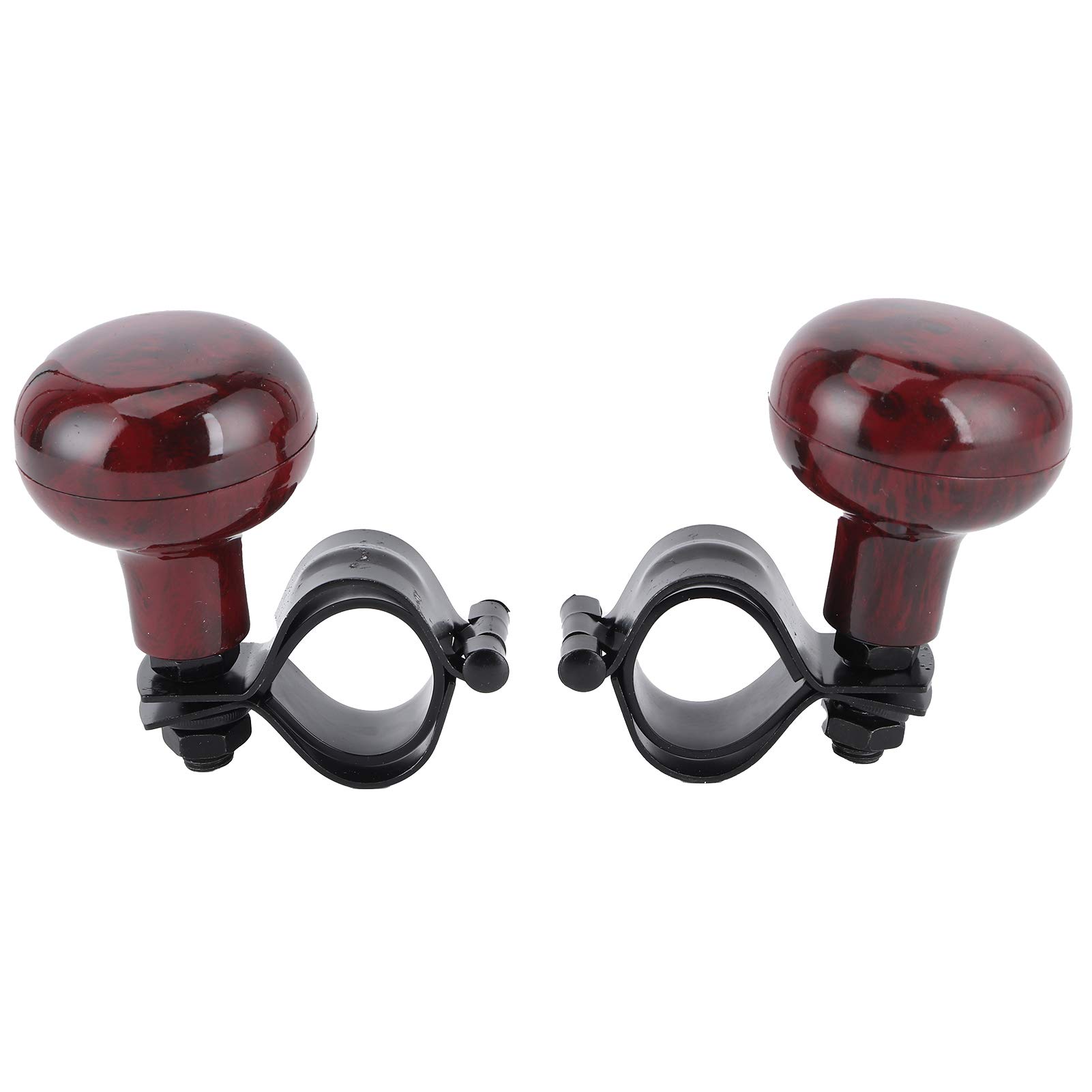 Tbest 2-Pack Universal Steering Wheel Spinner Knob - Mahogany Woodgrain Car Booster Handle Accessory for Easy Driving & Parking | Perfect for Trucks, RVs & Vehicles with Limited Mobility