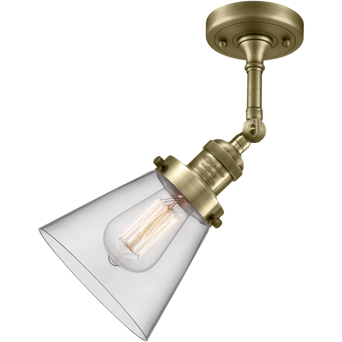 Innovations 201F-AB-G62-LED Semi-Flush Mount Ceiling Light Fixture - Antique Brass Finish, Energy Efficient LED Lighting for Bedroom, Living Room & Hallway
