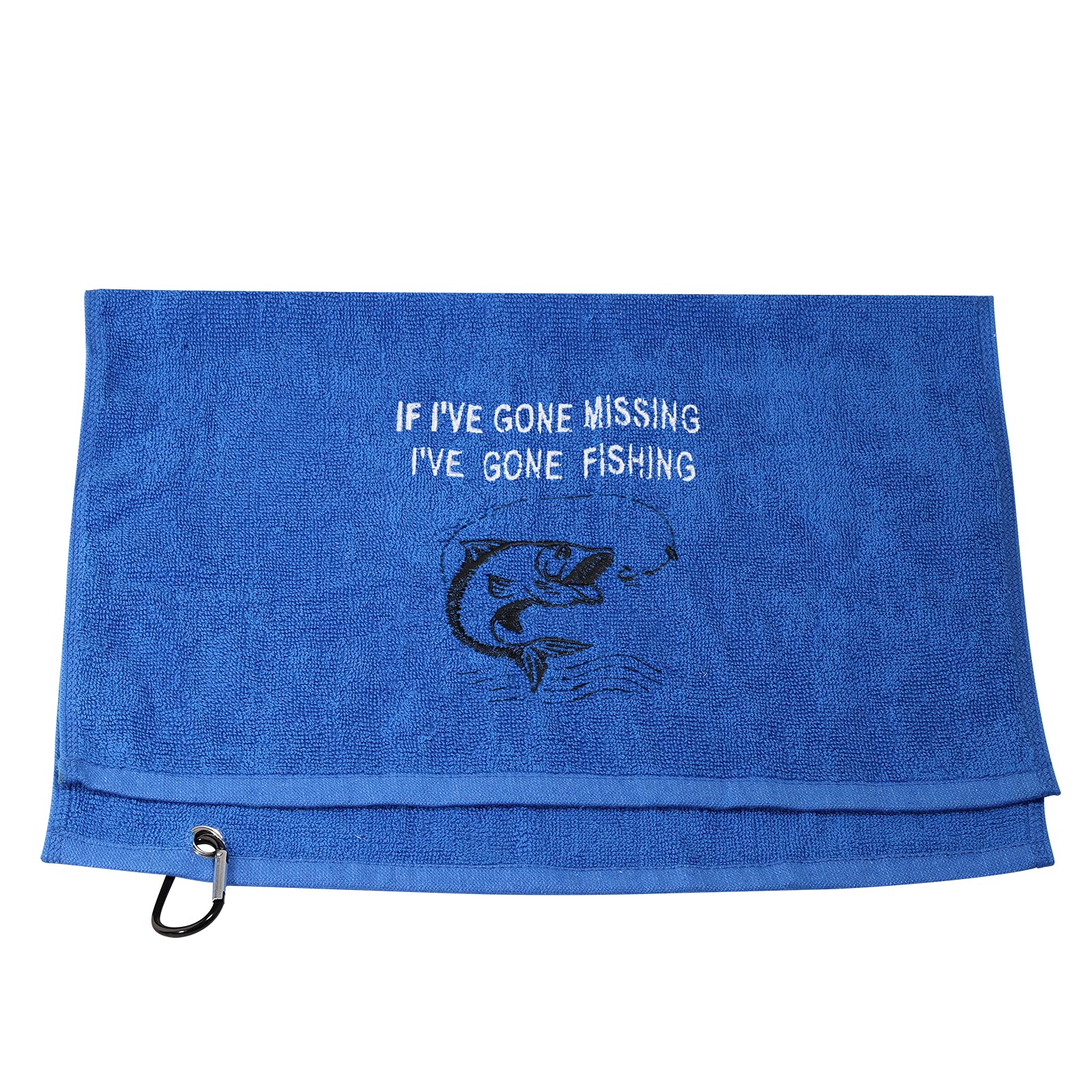 Gone Fishing Embroidered Towel with Clip - Perfect Fisherman Gift & Absorbent Fishing Towel for Outdoor Adventures | Great for Camping, Boating & Beach Trips