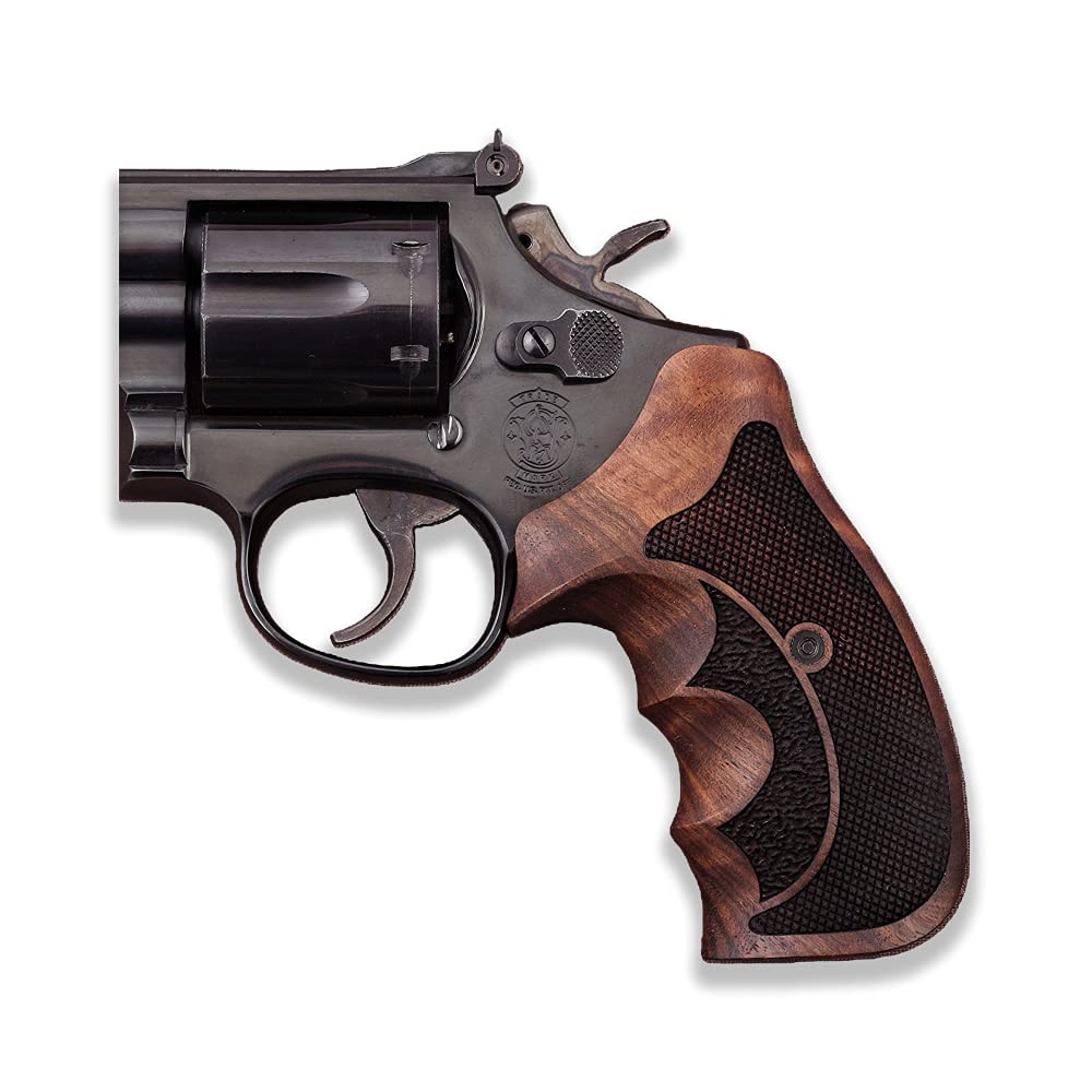 Smith Wesson N Frame Round Butt Walnut Handgun Grip - Premium Wood Pistol Grip for Revolvers - Perfect for Shooting Range, Hunting & Concealed Carry
