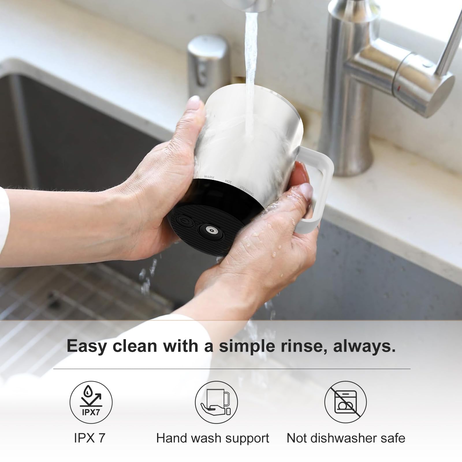 VSitoo S3PLUS 14oz Smart Self-Heating Coffee Mug with Temperature Control - Rechargeable Electric Travel Mug with 90 Min Battery Life, APP & Manual Control - Perfect for Office, Commuting & Outdoor Use - White