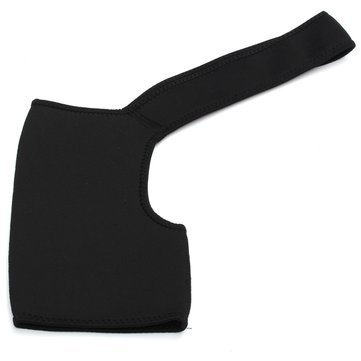 Adjustable Breathable Black Shoulder Support Brace for Sports & Fitness - Single Strap Wrap Belt for Injury Recovery & Pain Relief [Large] - Ideal for Gym, Running, Tennis & Daily Activities