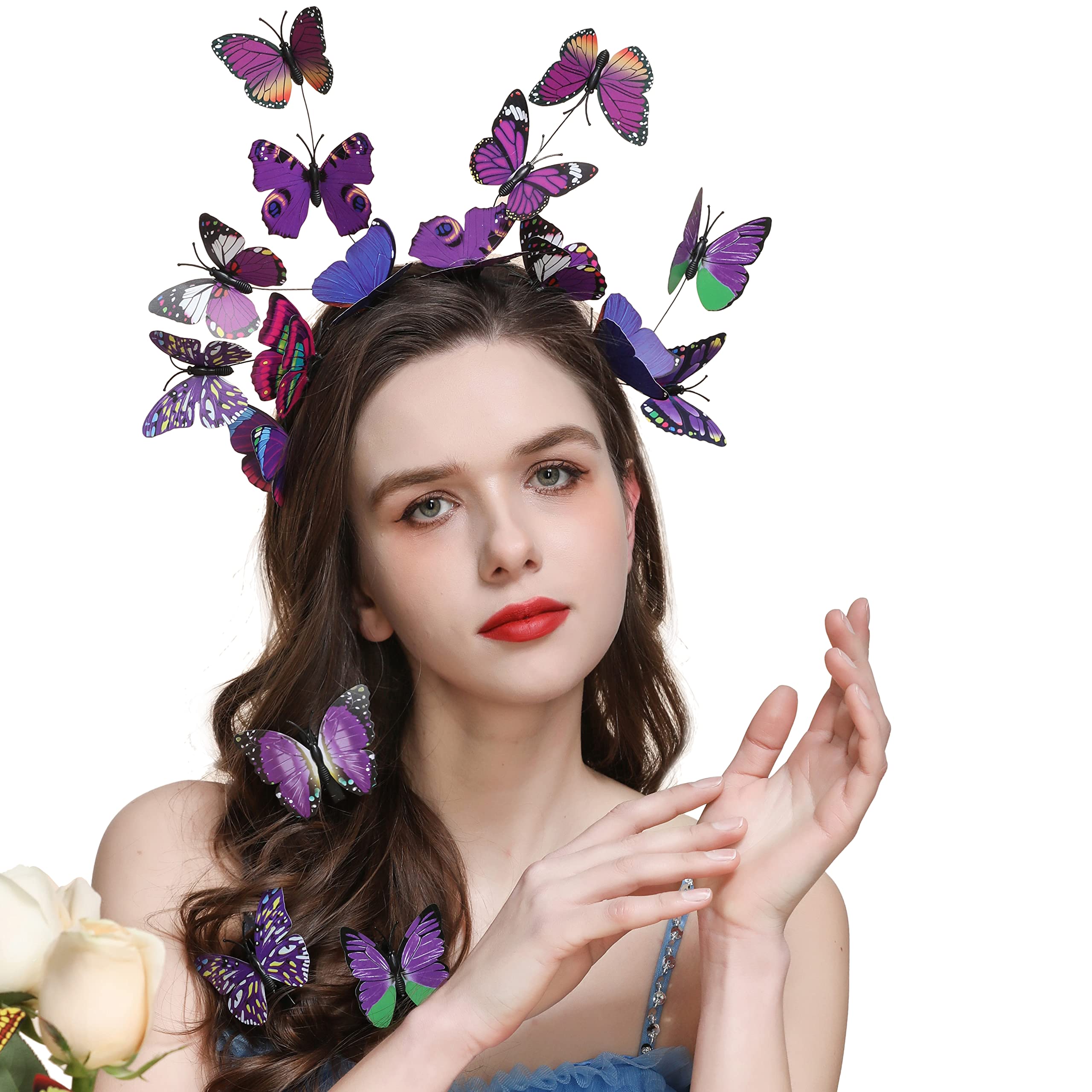Gionforsy Monarch Butterfly Fascinator Headband - Elegant Tea Party Hair Accessory, Halloween Costume Crown for Women - Perfect for Bridal Showers, Garden Parties & Cosplay Events