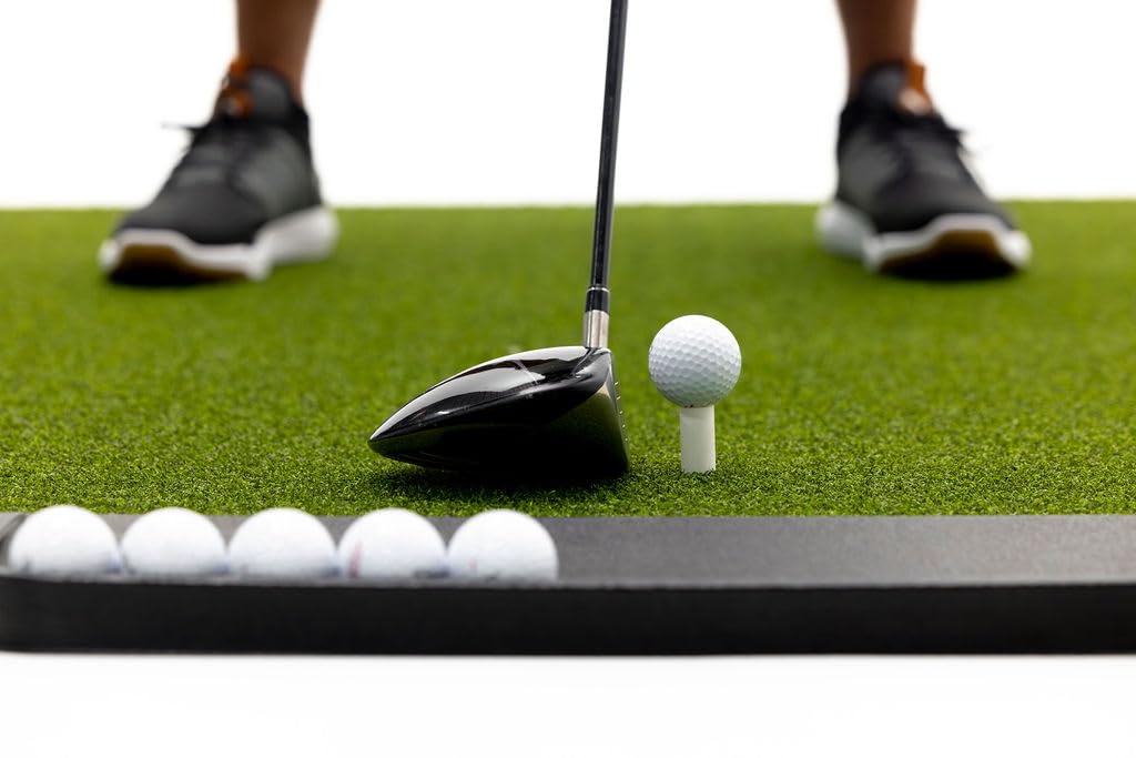 Premium Golf Practice Mat for Indoor & Outdoor Use - Includes Bonus Golf Ball Tray + 3 Rubber Tees | Perfect for Home, Office, Backyard & Driving Range Training